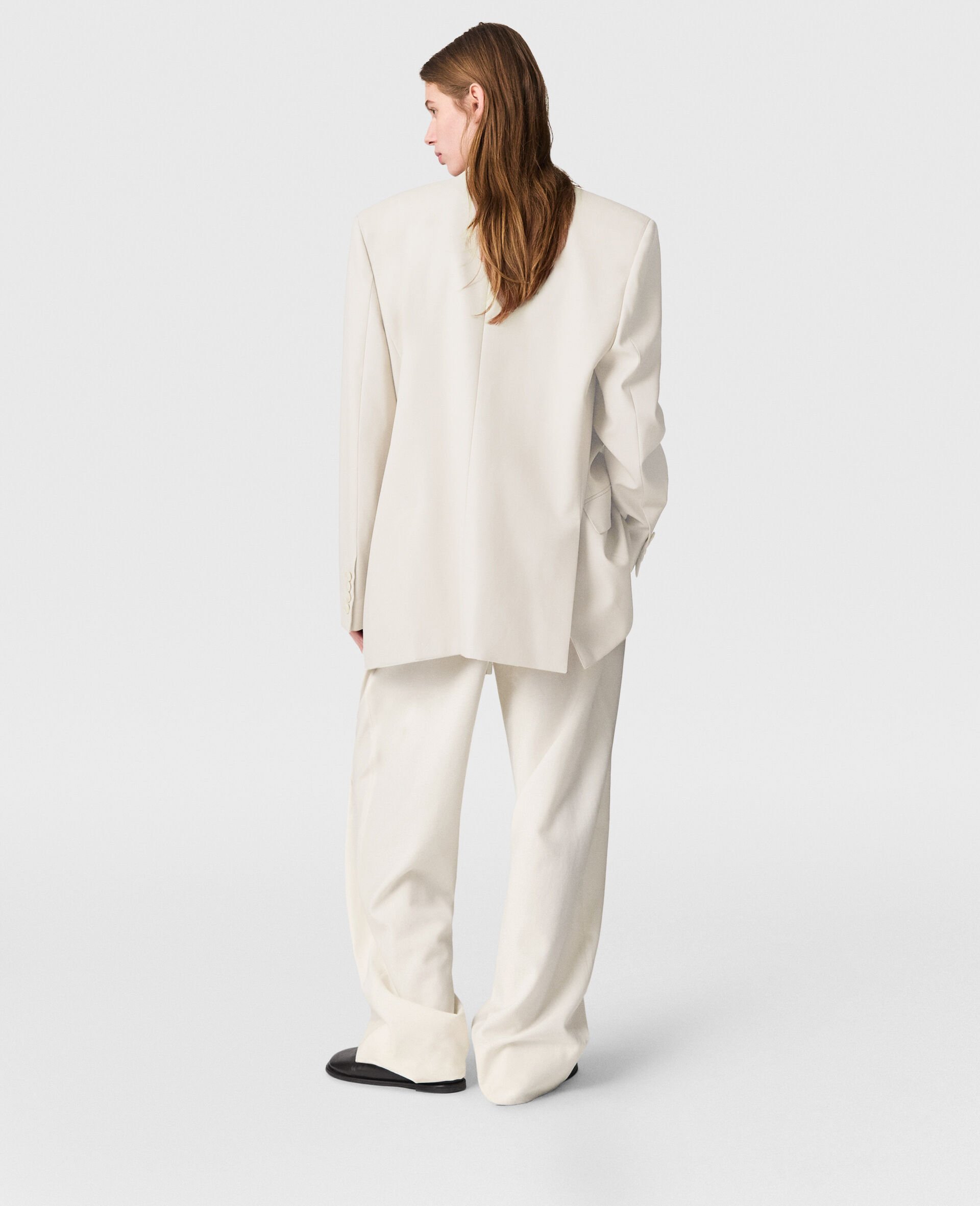 Slouchy Paneled Pleated Pants-White-large image number 3