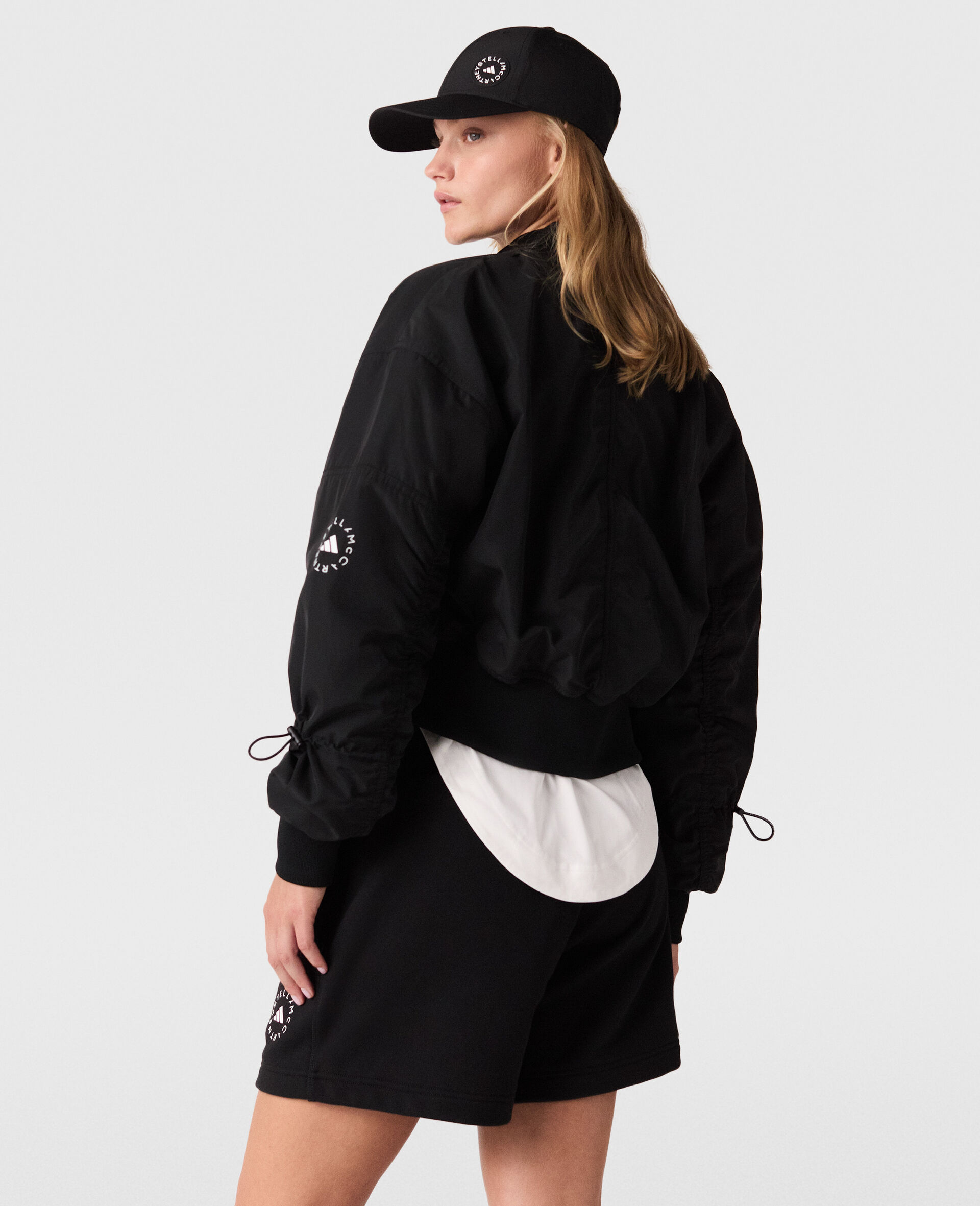 Sportswear Woven Cropped Bomber Jacket-Black-large Sportswear Woven Cropped Bomber Jacket-Black-large image number 4