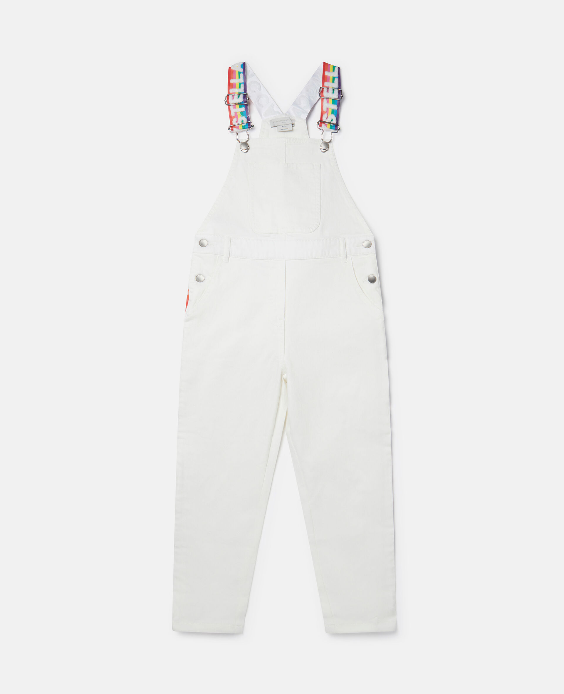 Rainbow Logo Tape Dungarees-White-large image number 0