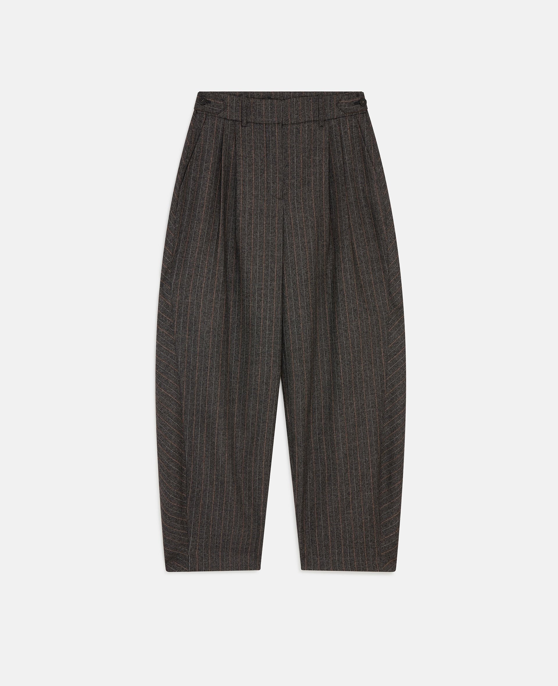 Pinstripe Pleated Wide Leg Trousers-Multicolour-large image number 0