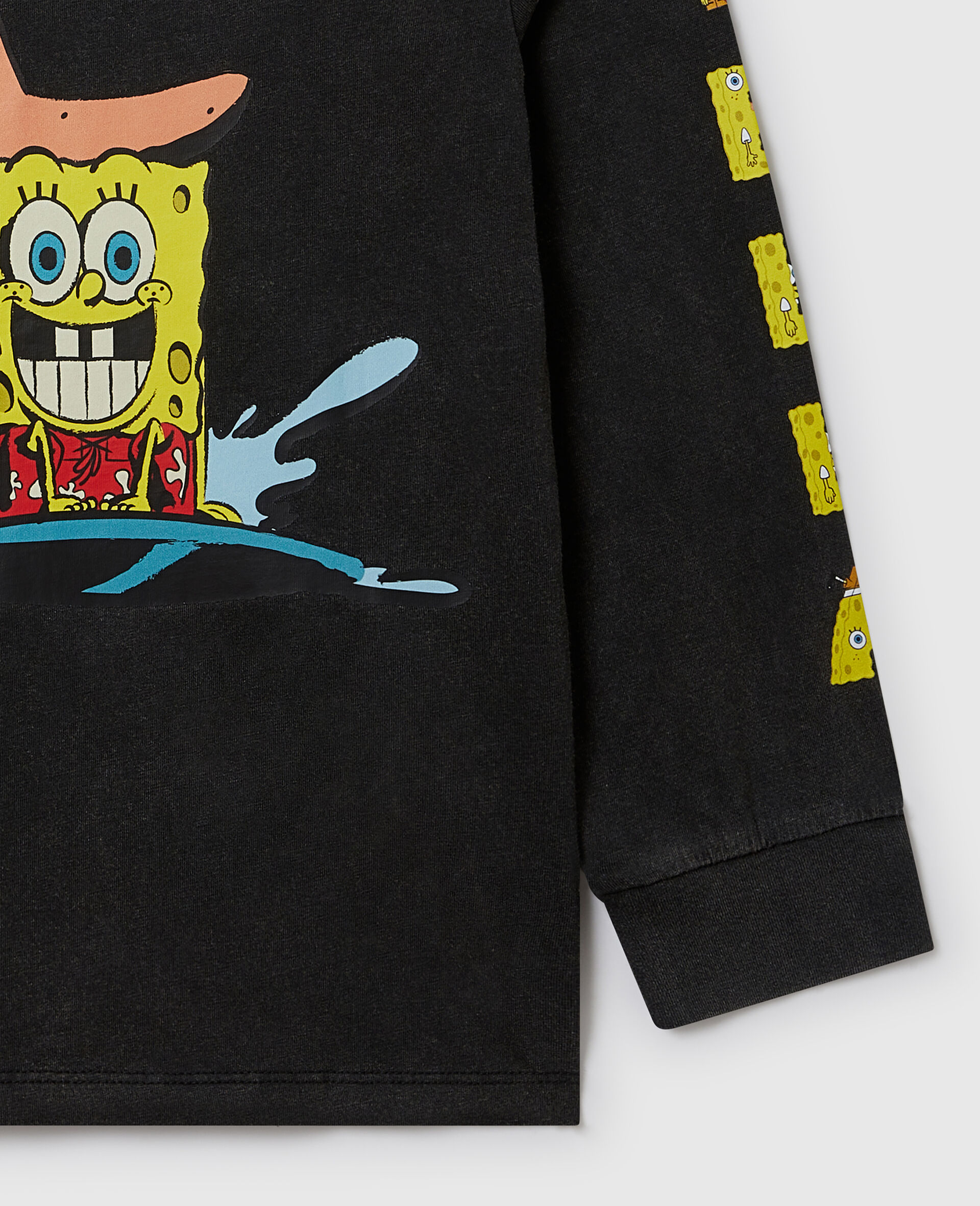 SpongeBob Graphic Long Sleeve T-Shirt-Black-large image number 1