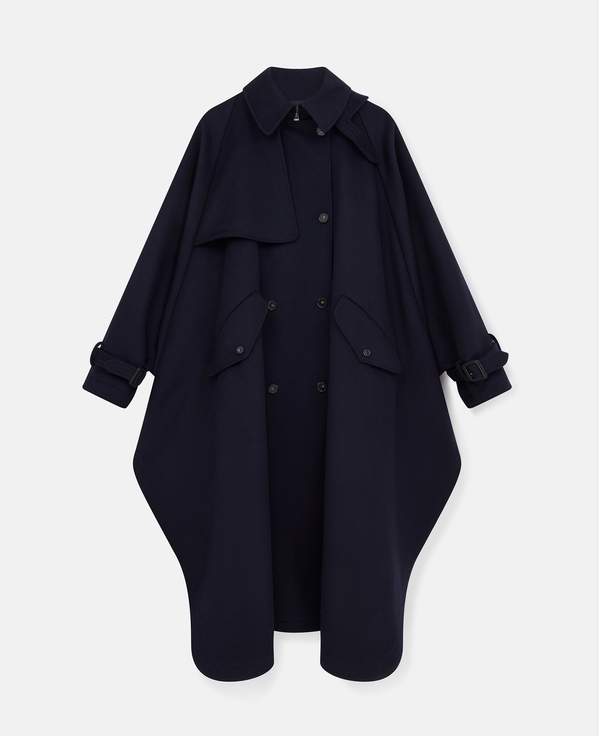 Trenchcoat in A Form mit hohem Kragen-Blau-large image number 0