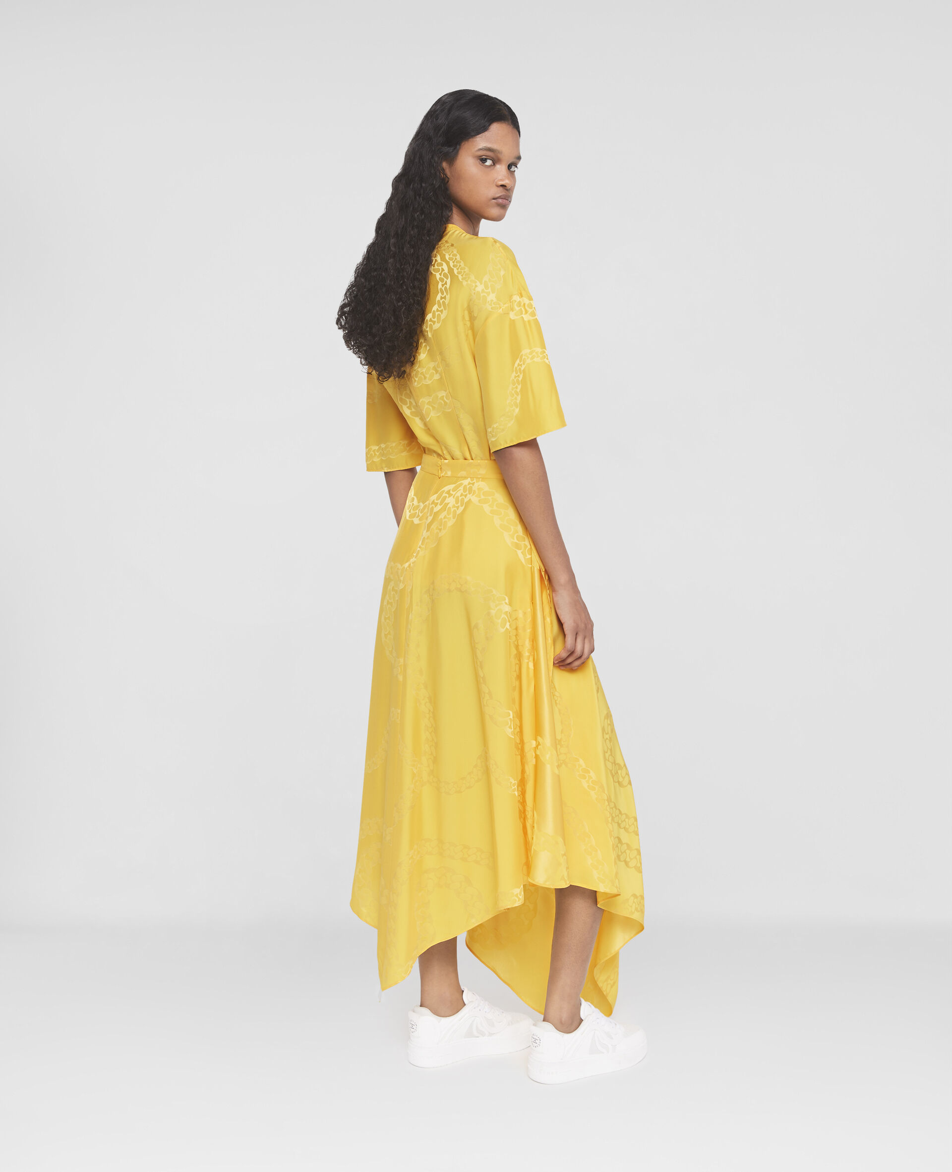 Falabella Chain Asymmetric Midi Skirt-Yellow-large image number 2