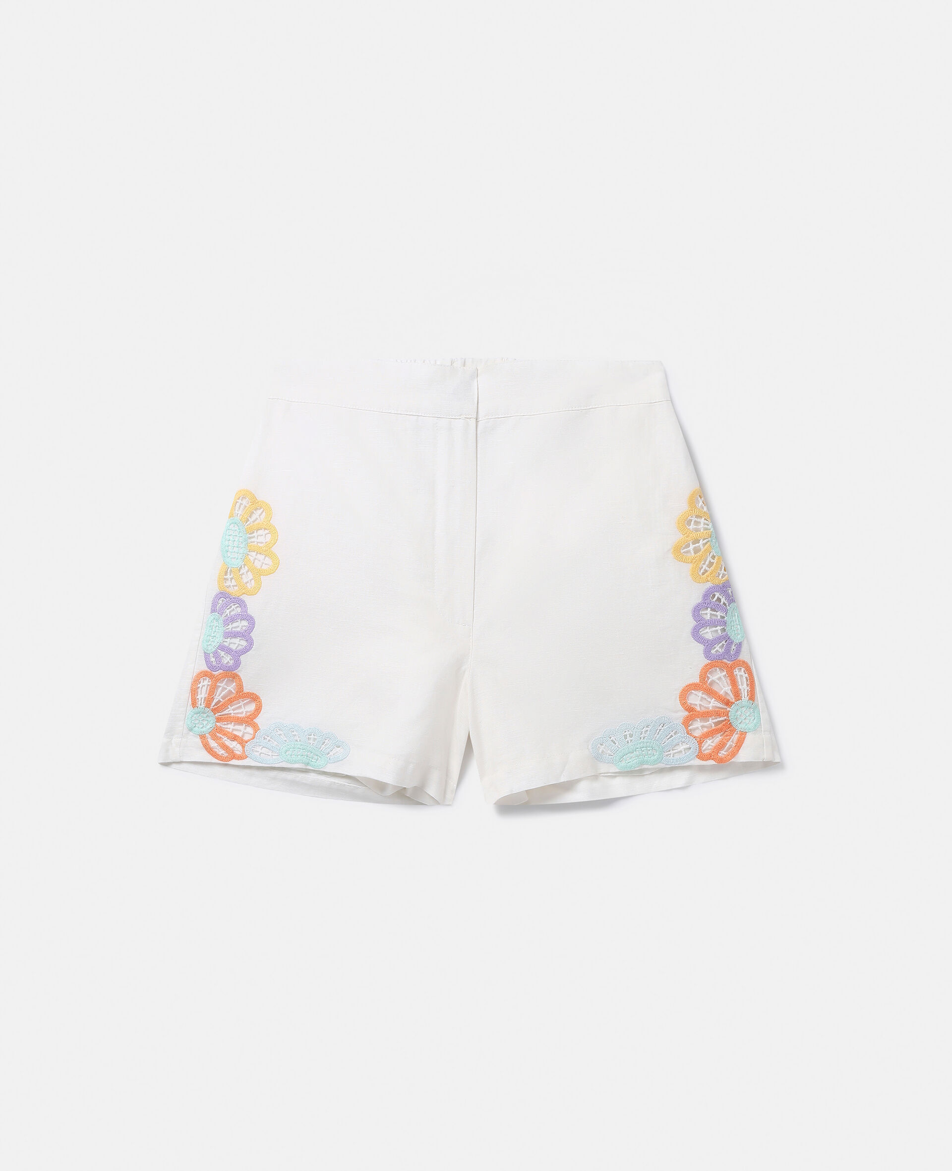 Floral Broderie Anglaise Shorts-Cream-medium
