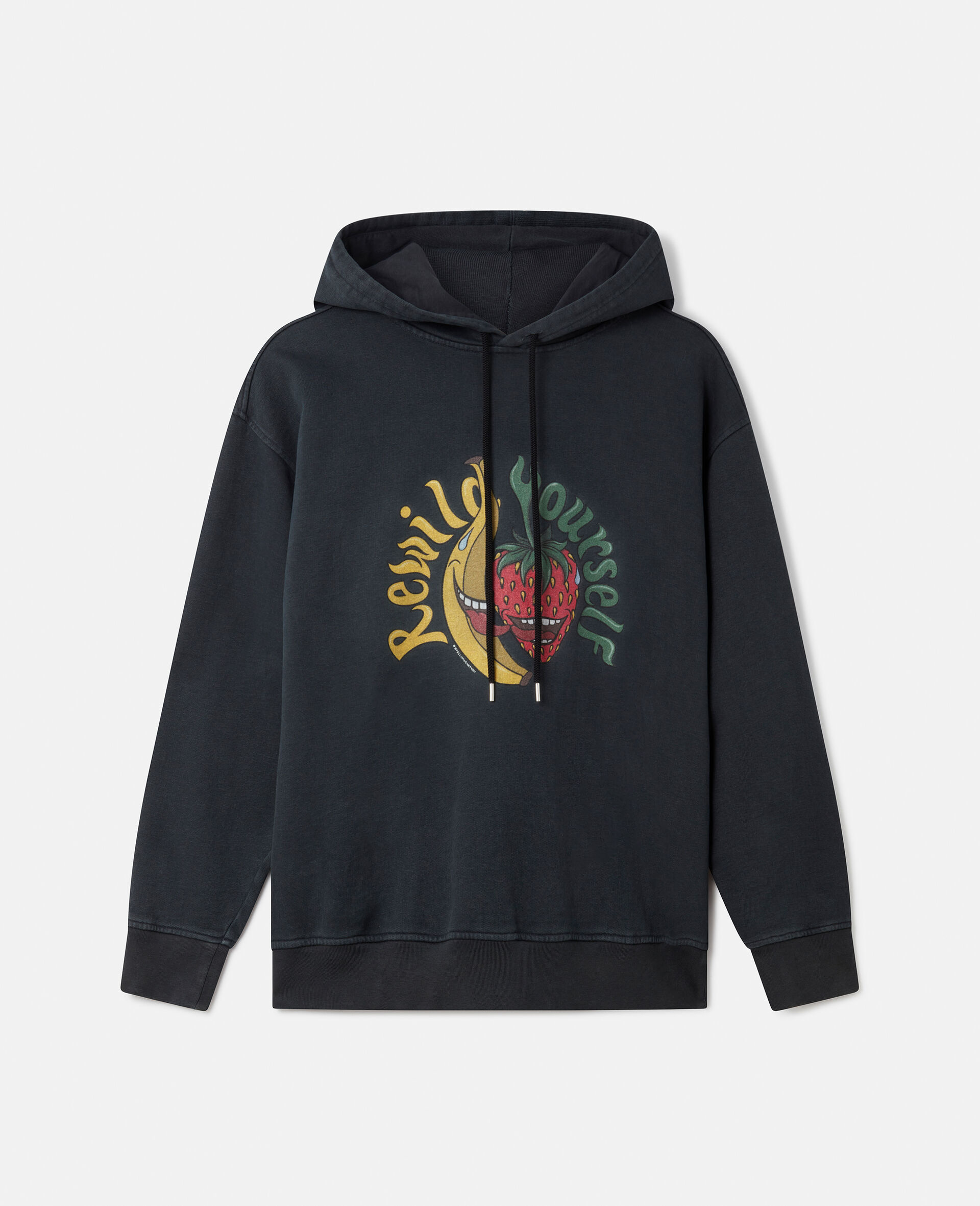 'Rewild Yourself' Fruit Print Hoodie-Black-large image number 0