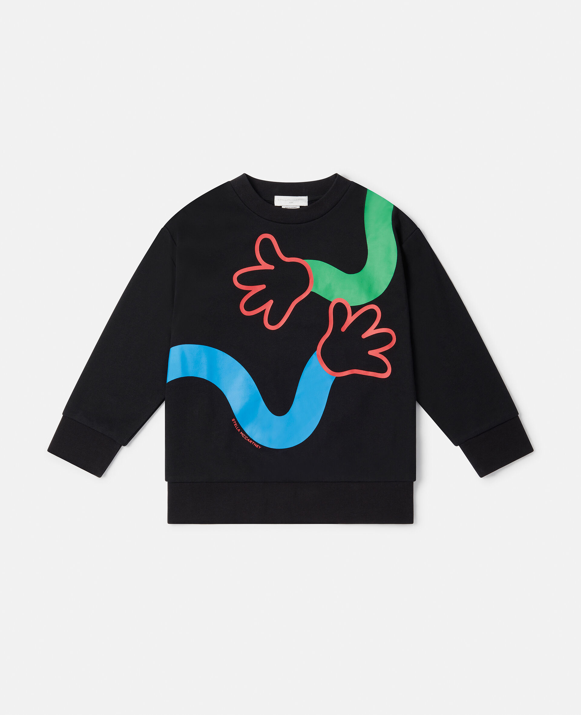 Dancing Hands Print Oversized Sweatshirt-Black-large image number 0