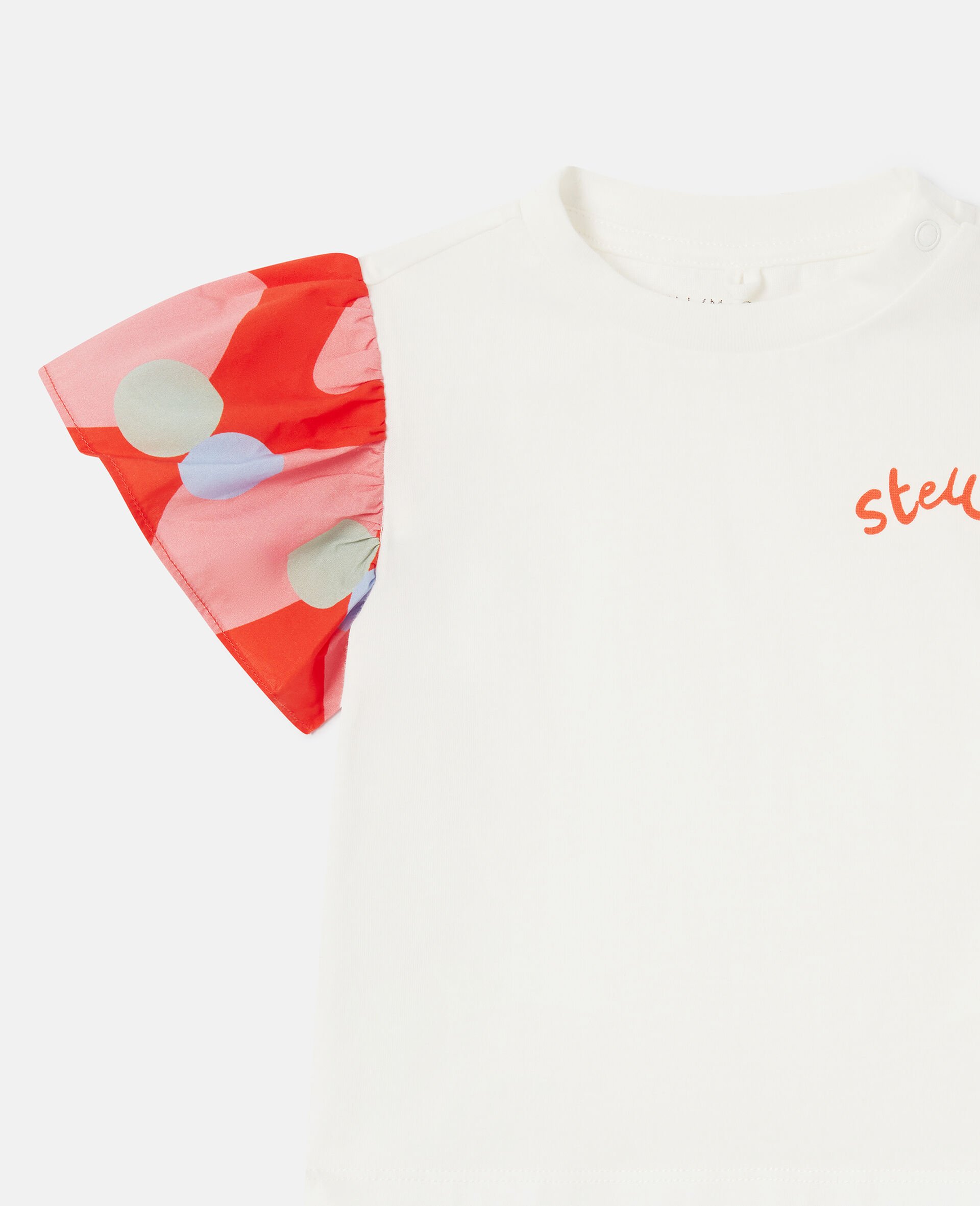 Contrast Sleeve Graphic T-Shirt-White-medium