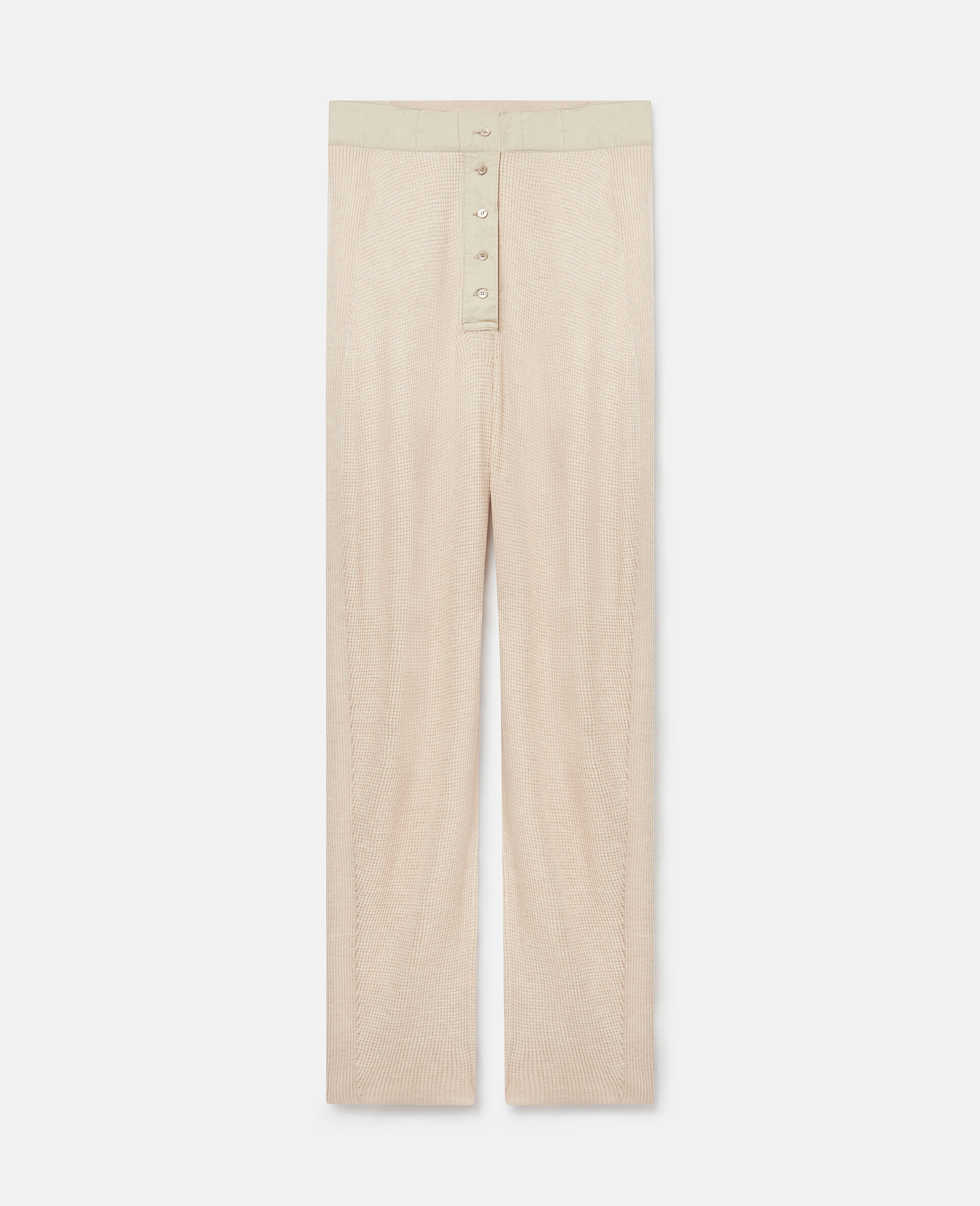 Waffle-Knit Mid-Rise Wool Trousers-Cream-large image number 0