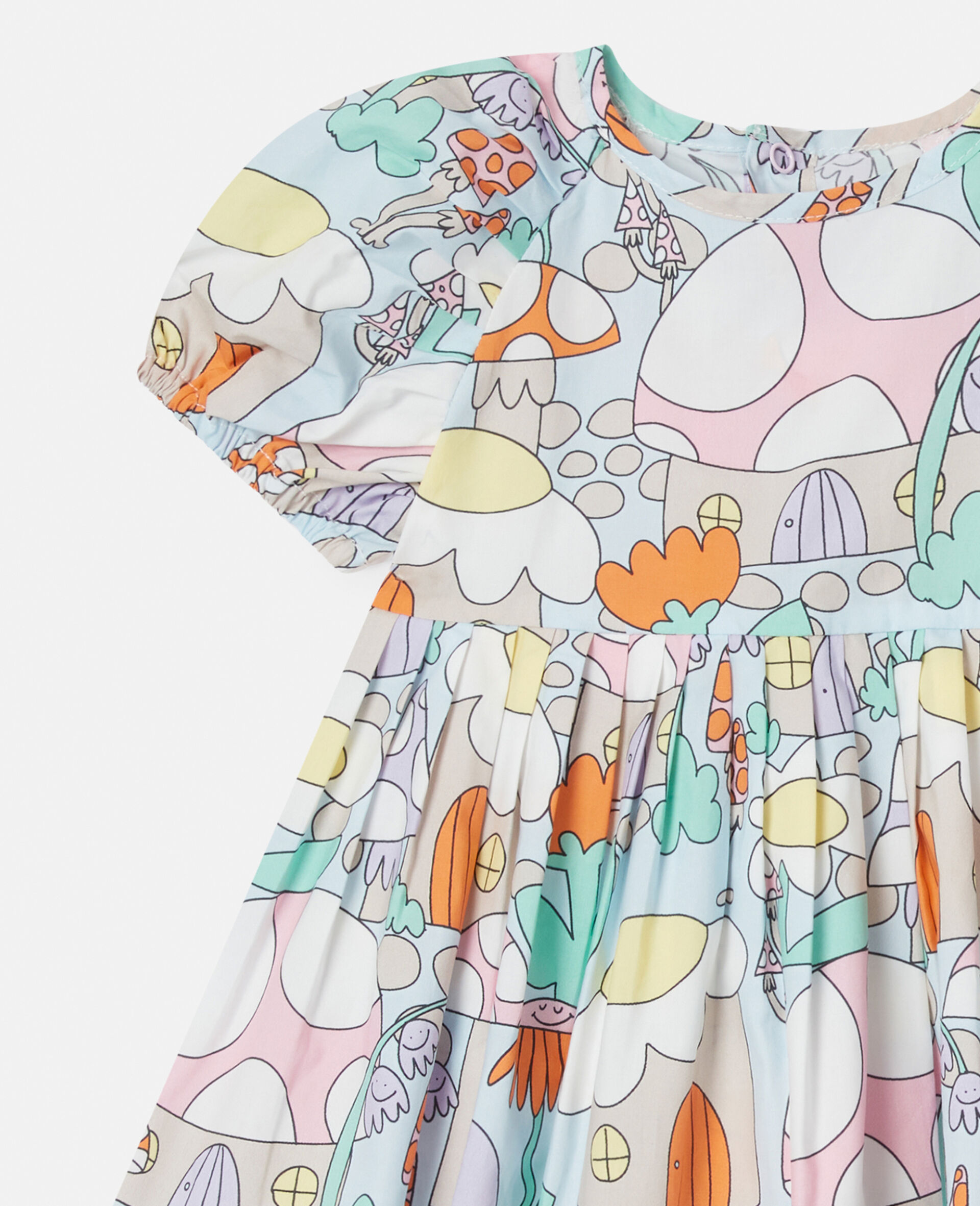 Woodland Print Short Sleeve Dress and Bloomers Set-Blue-large image number 1