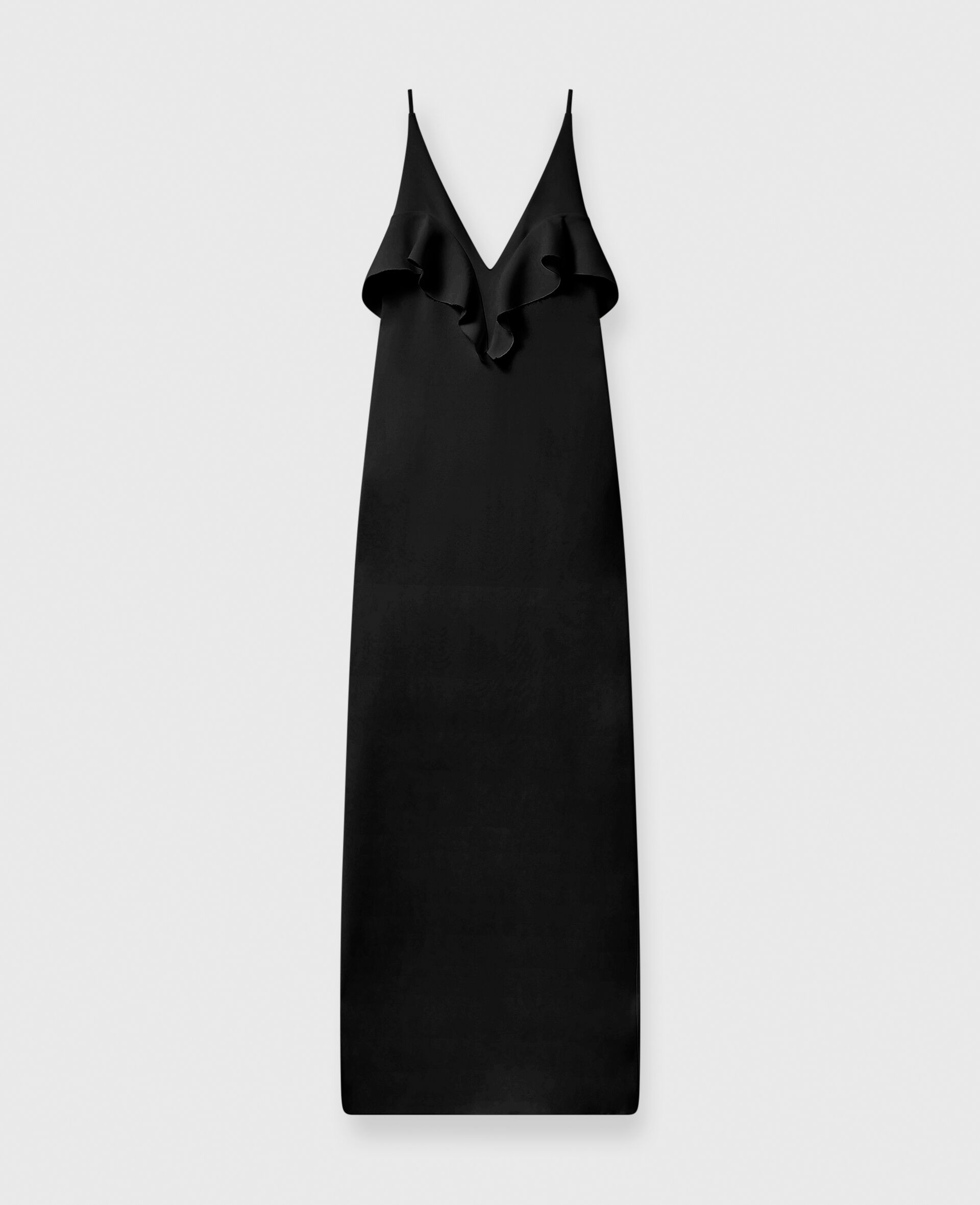 Ruffle Tier V-Neck Dress-Black-medium
