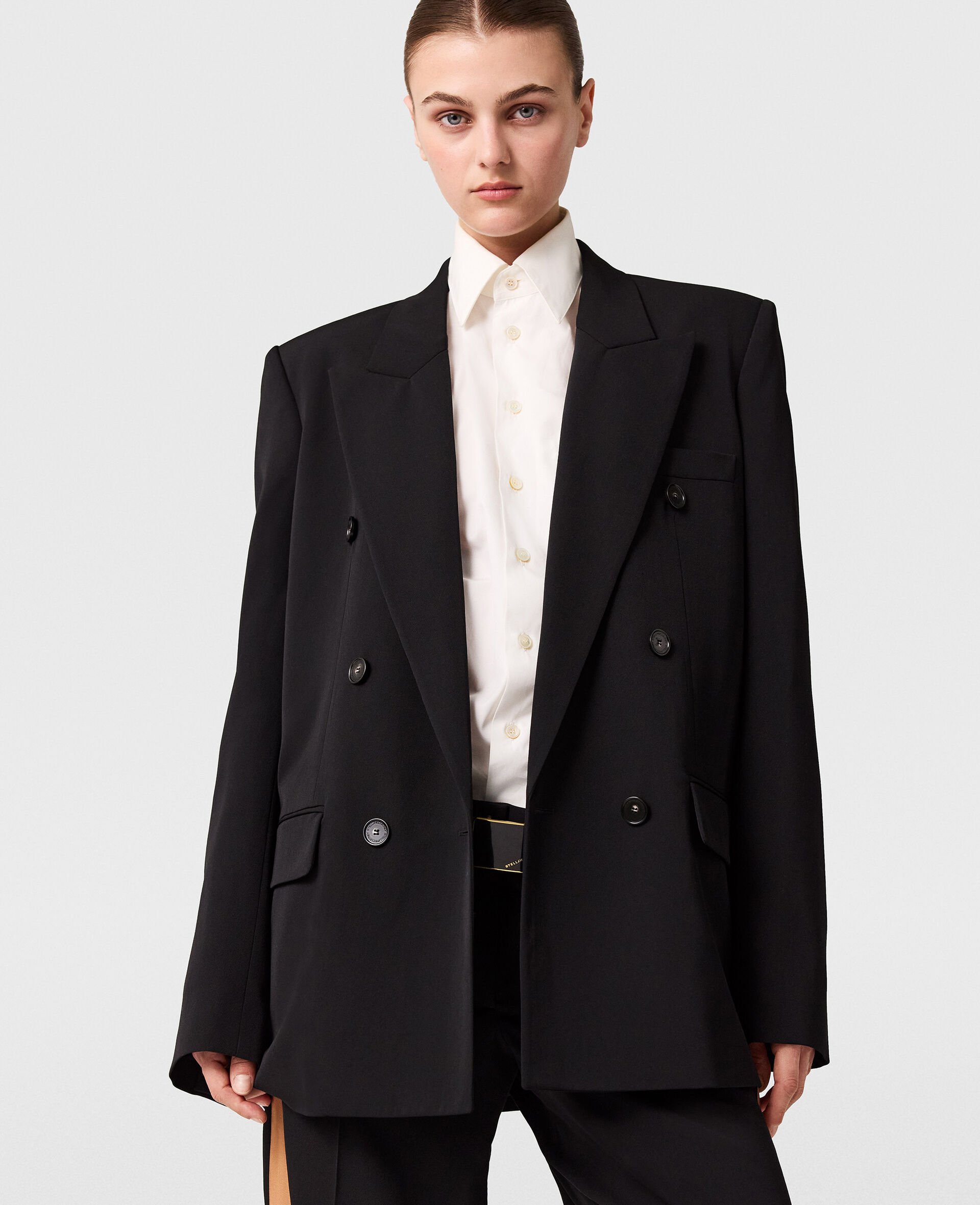 Zweireihiger Boyfriend-Blazer-Schwarz-medium