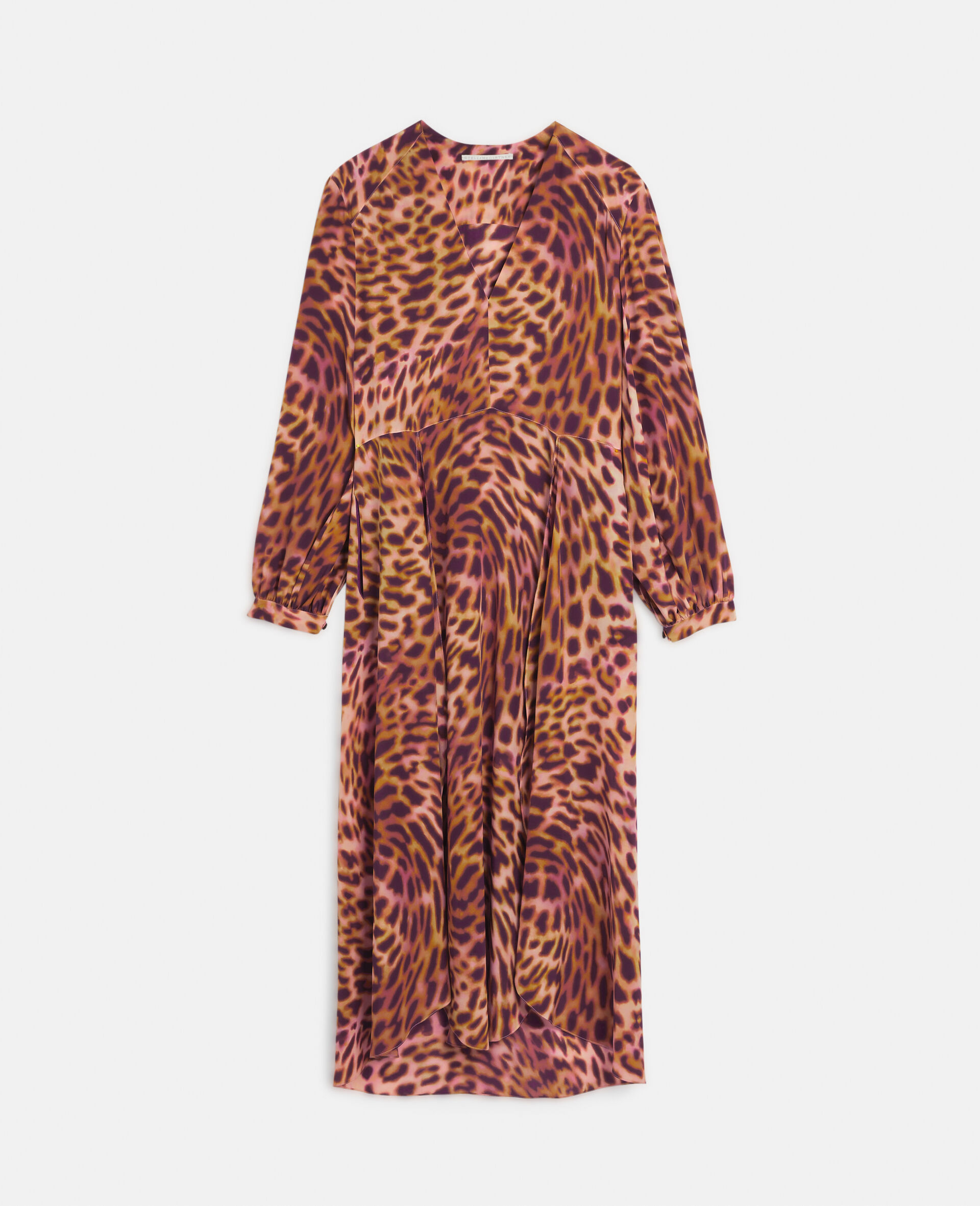 Cheetah Print Silk Maxi Dress-Pink-large