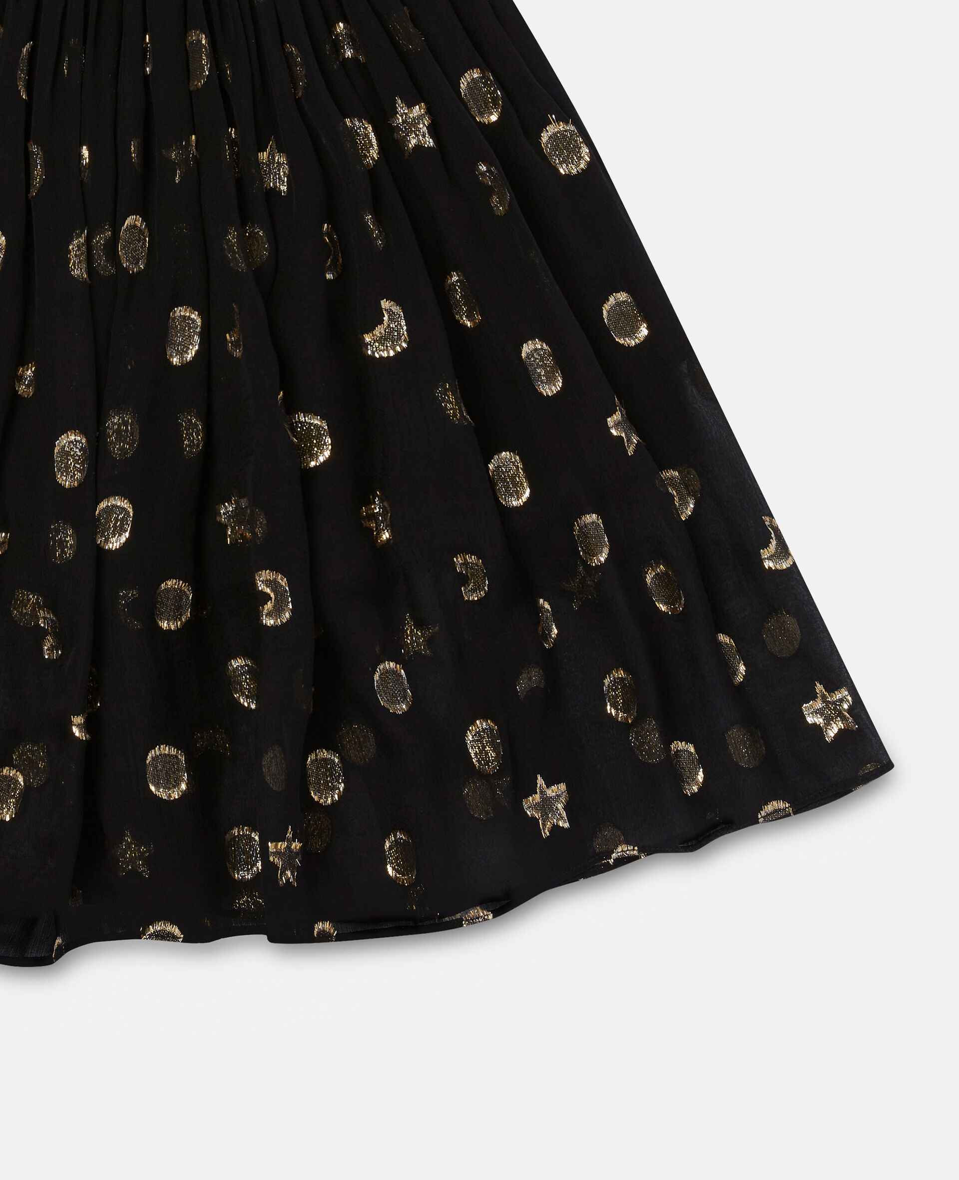 Gold Pleated Shapes Print Skirt-Black-large image number 1