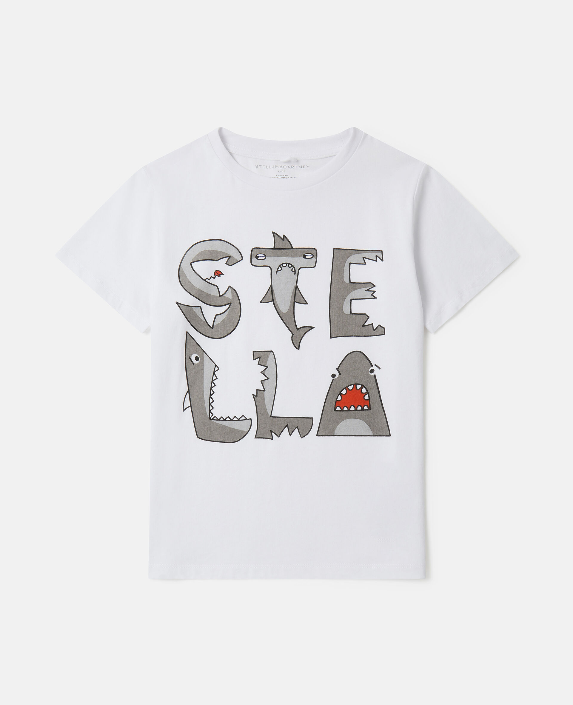 'STELLA' Shark Print T-Shirt-Cream-large image number 0