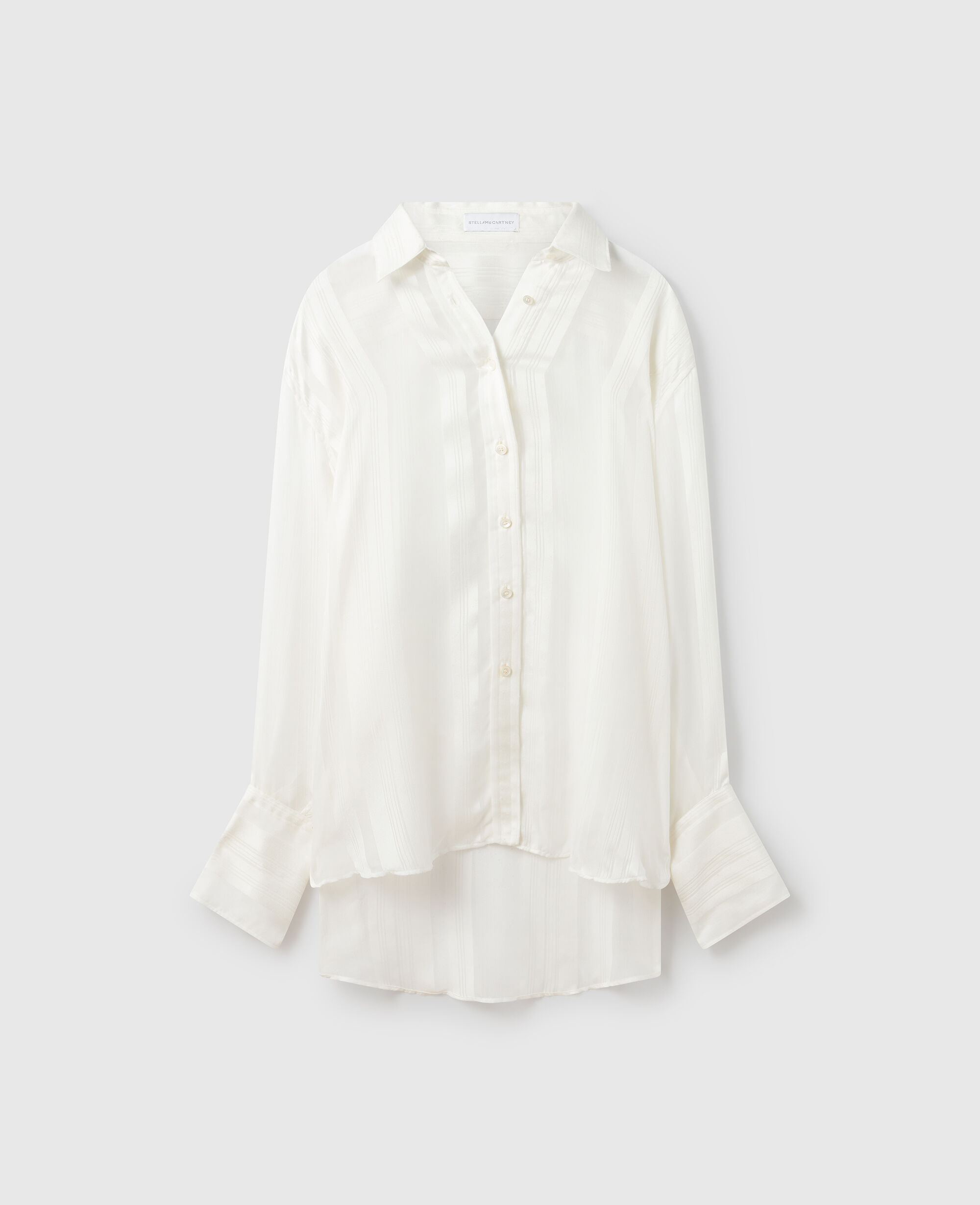 Women White Oversized Sheer Striped Panelled Shirt | Stella