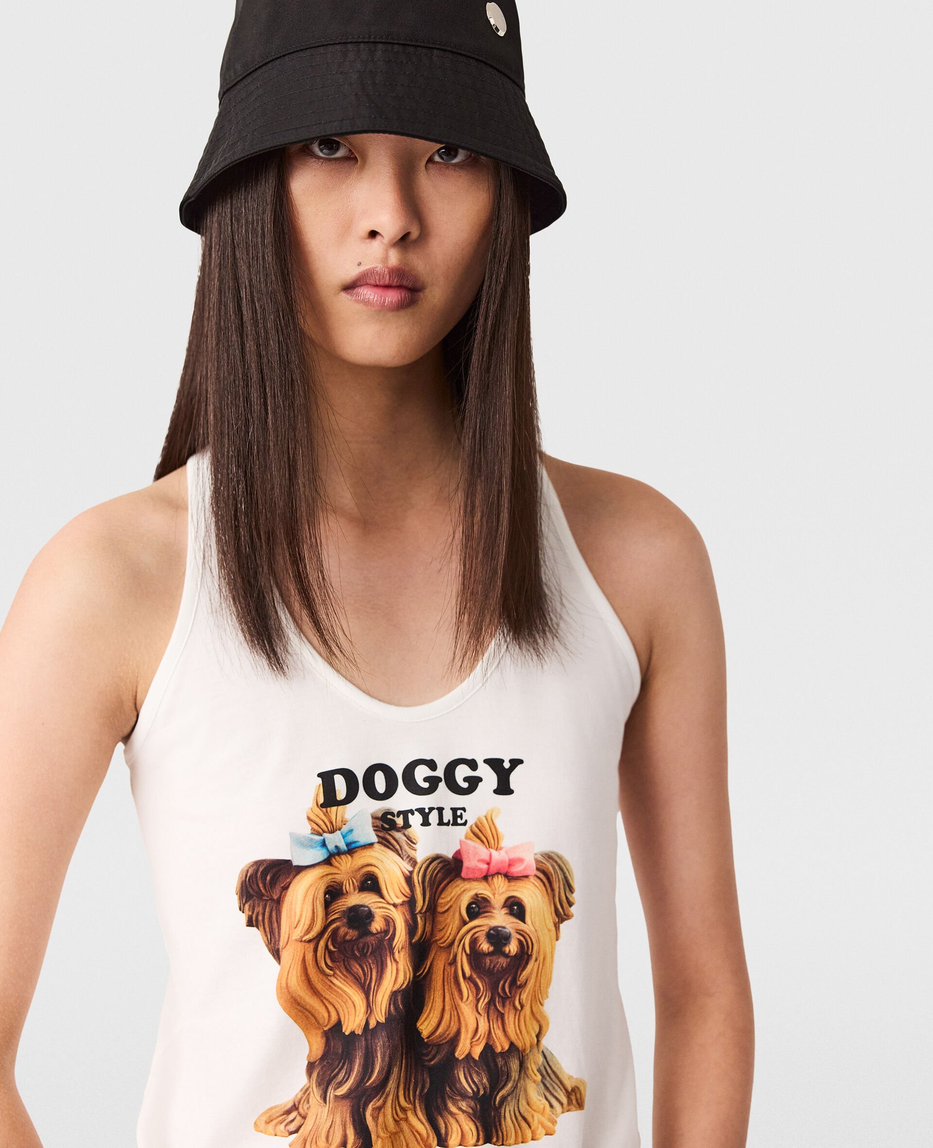 Jeff Koons Doggy Style Tank-White-medium