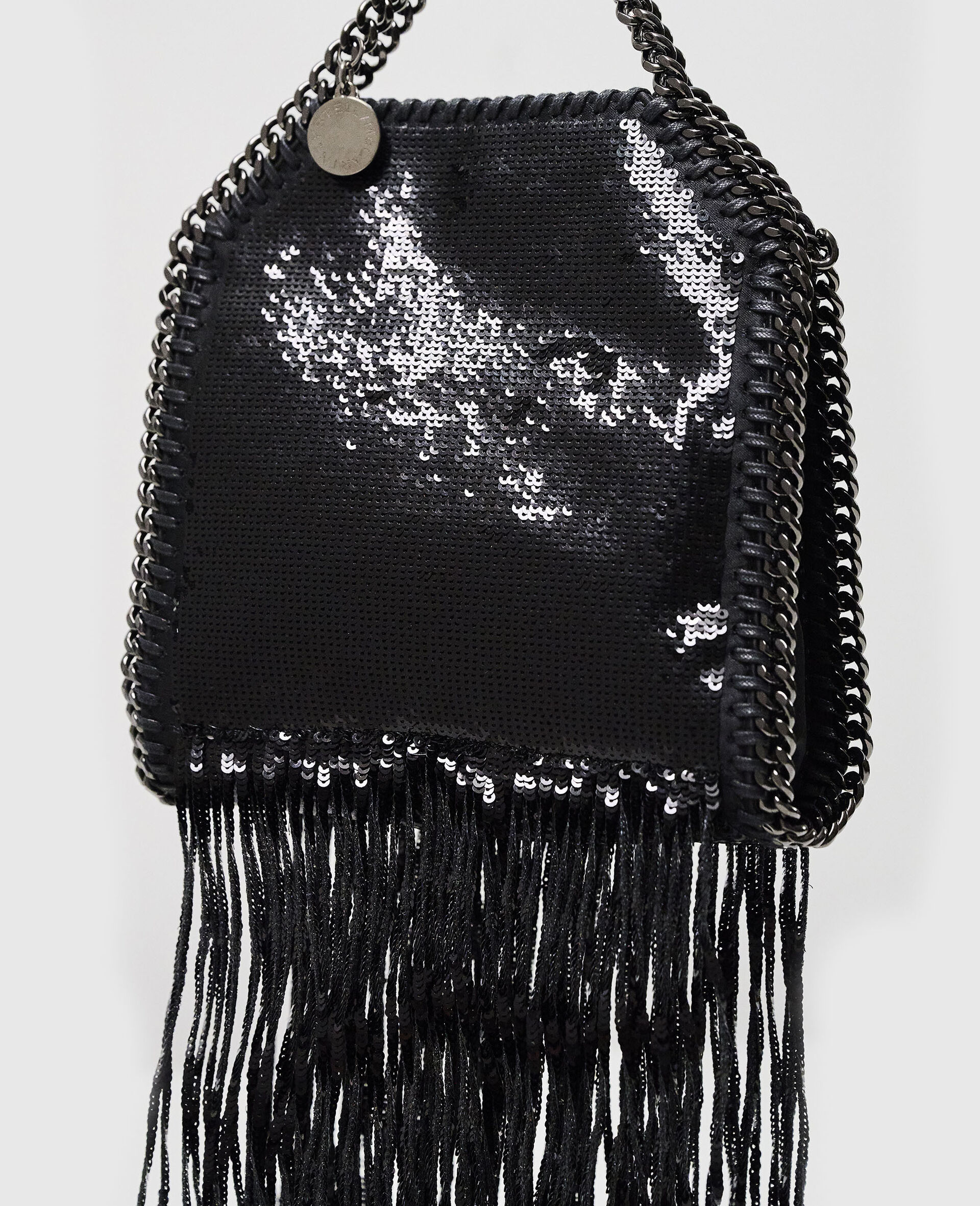 Limited-Edition Falabella Sequin Fringe Tiny Tote Bag-Black-large image number 2