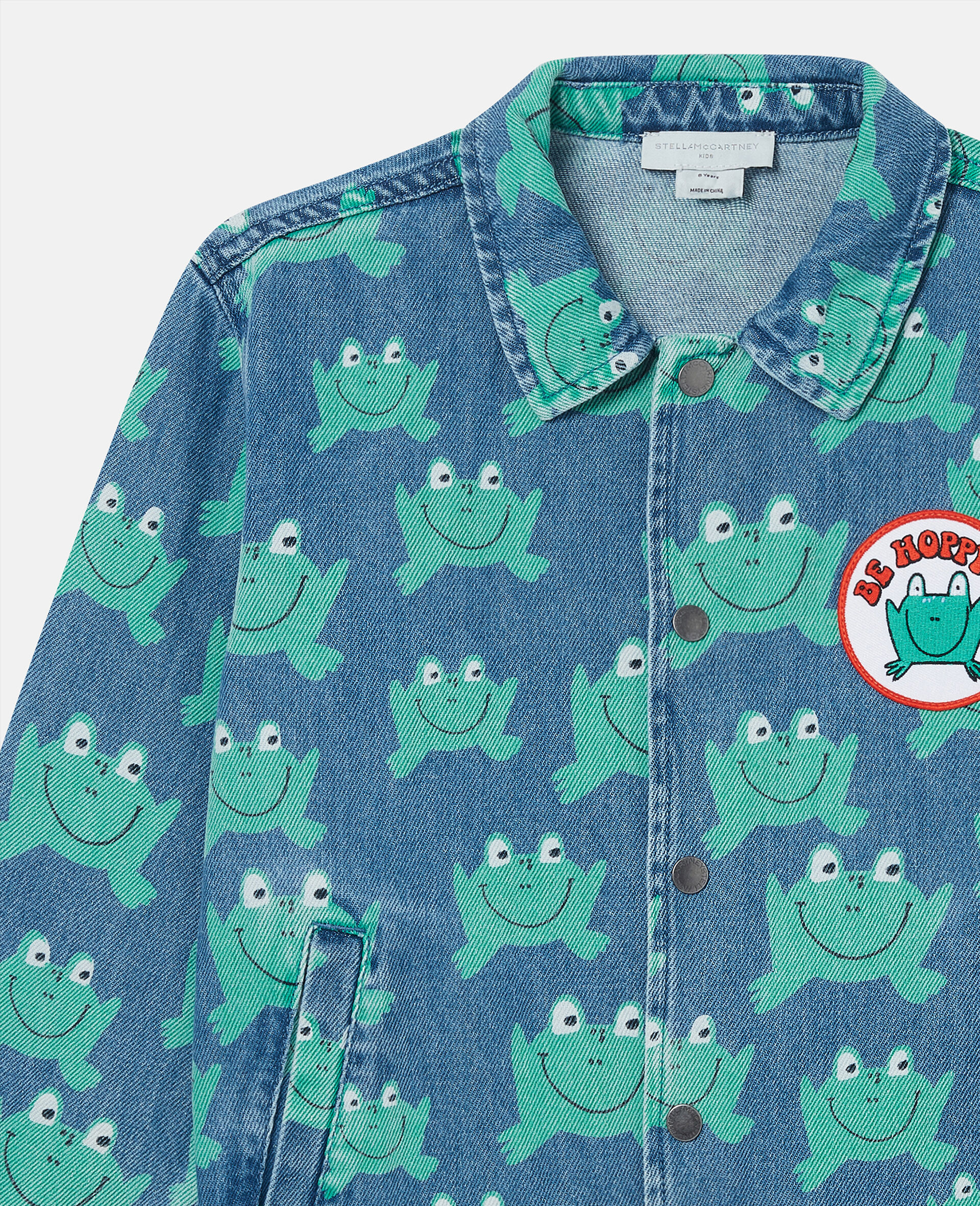 Frog Print Denim Jacket-Blue-large Frog Print Denim Jacket-Blue-large image number 1