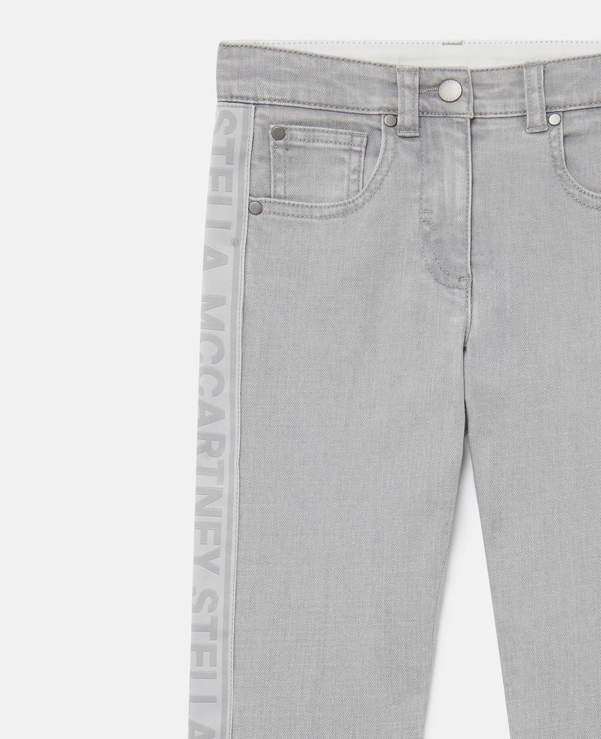 Branded Panel Denim Jeans-Grey-large Branded Panel Denim Jeans-Grey-large image number 1