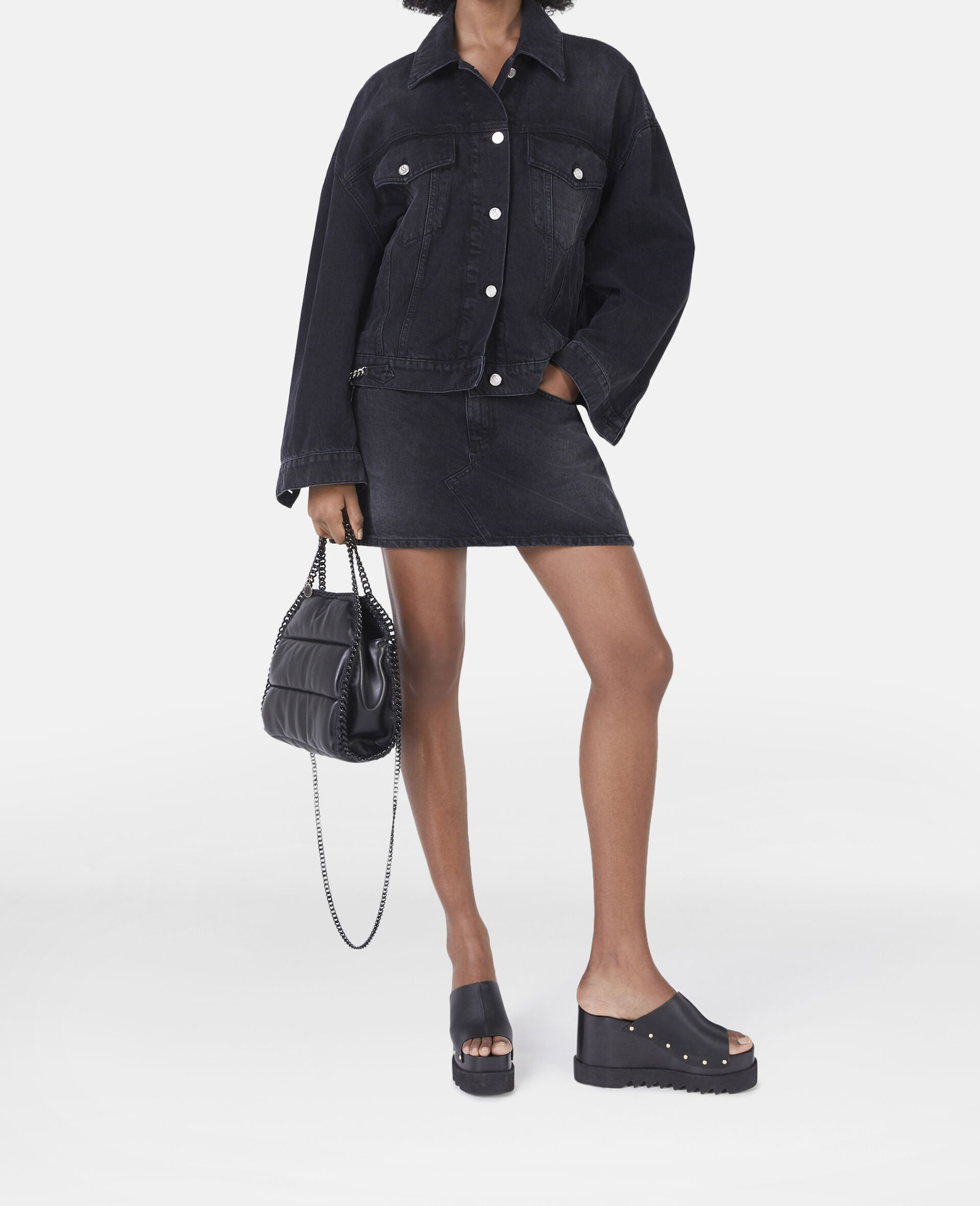 Minigonna in Denim Falabella-Nero-large image number 1