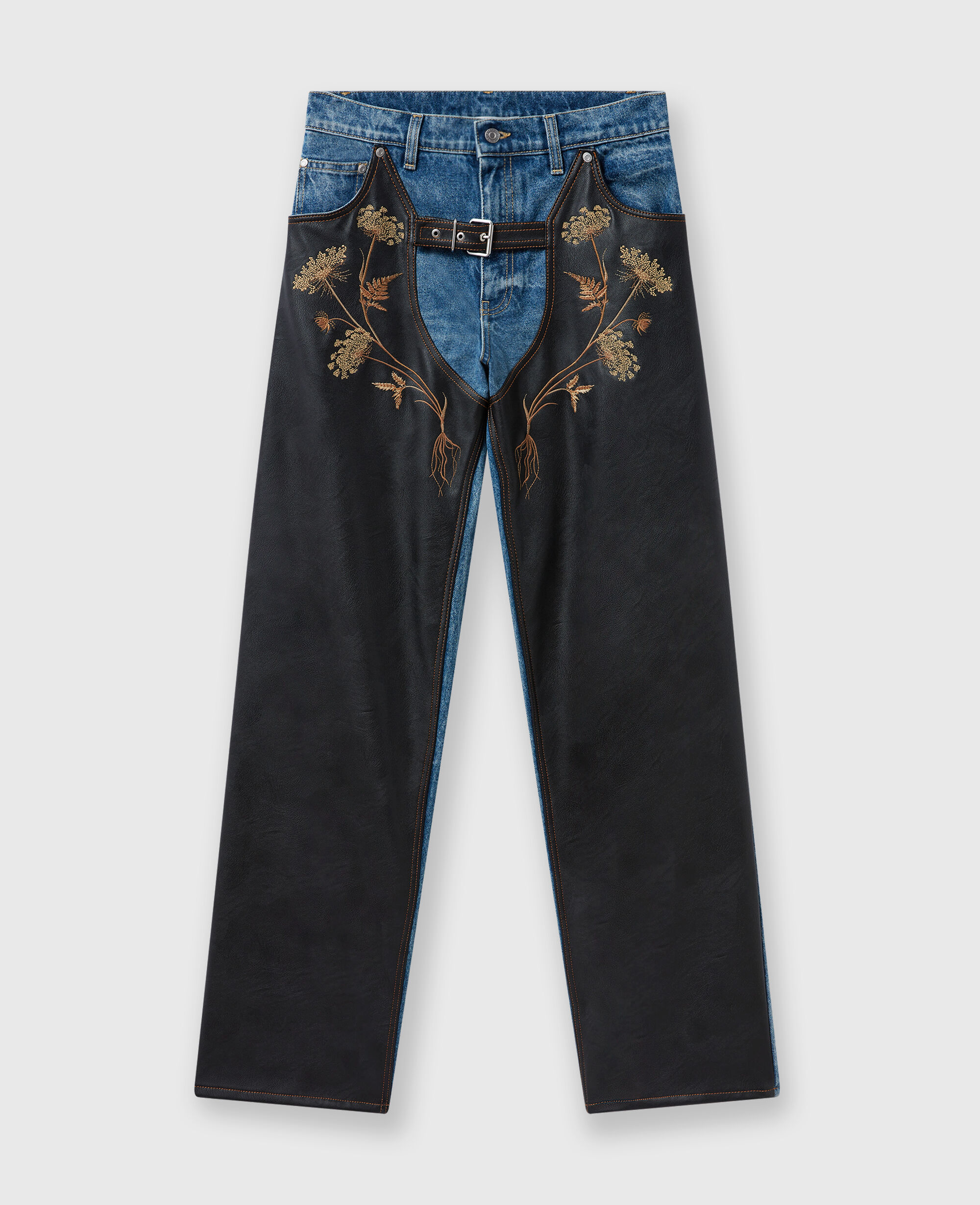 Women Blue Chaps Embroidered Straight-Leg Jeans | Stella McCartney US