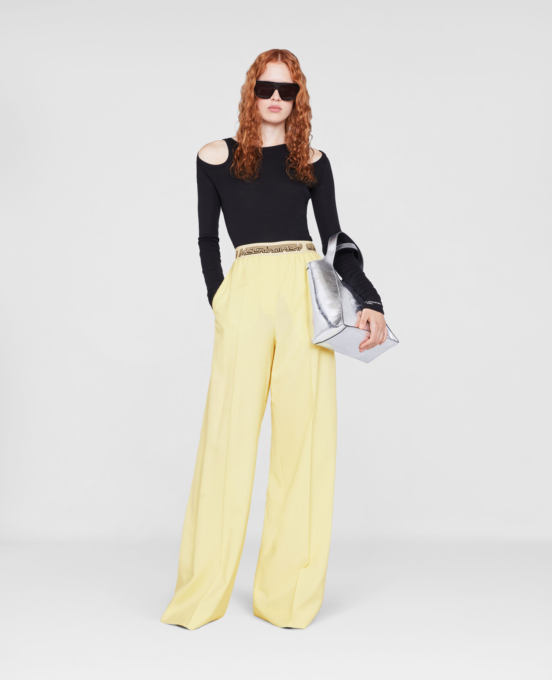 Logo Tape Trousers-Yellow-large image number 1