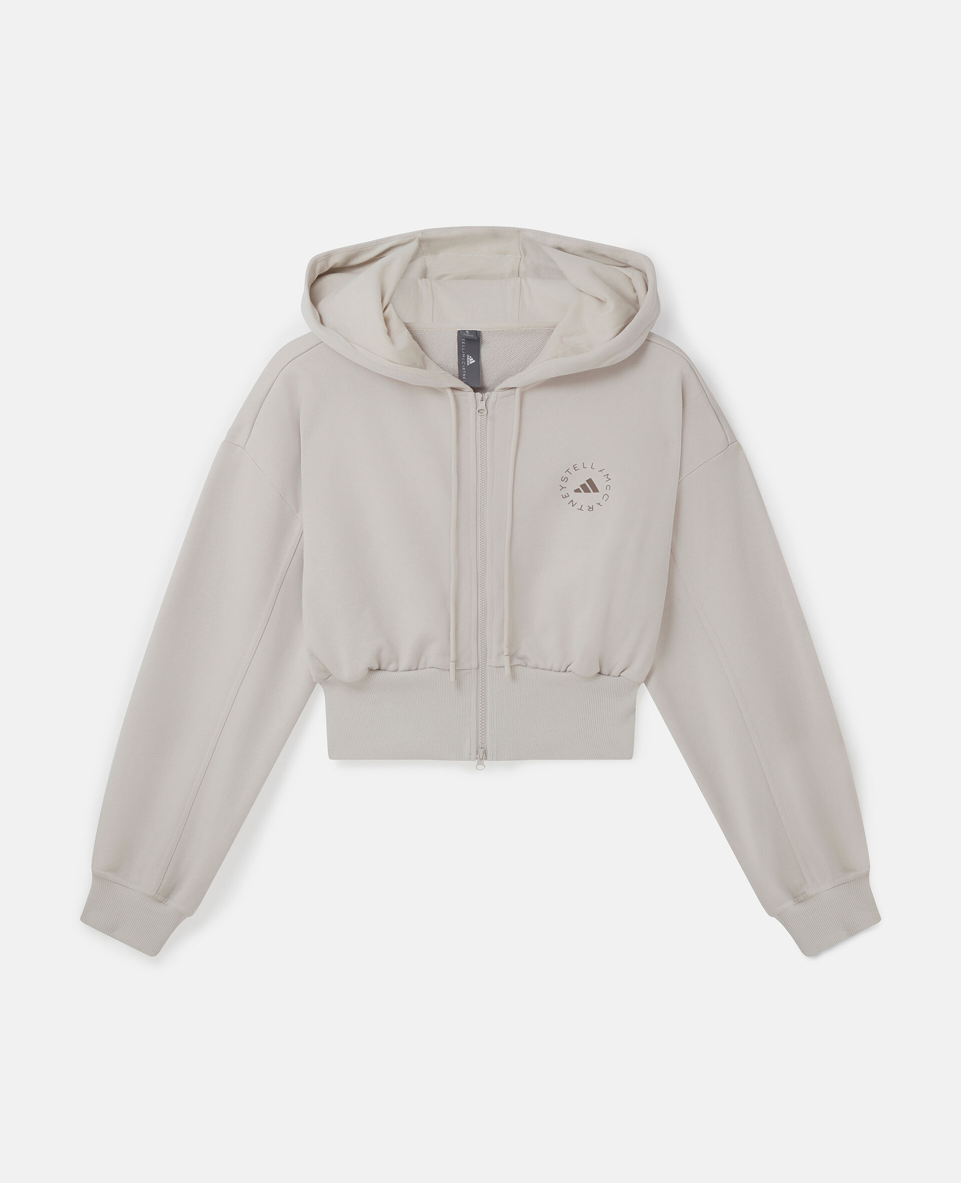 TrueCasuals Sportswear Cropped Hoodie-Cream-large image number 0