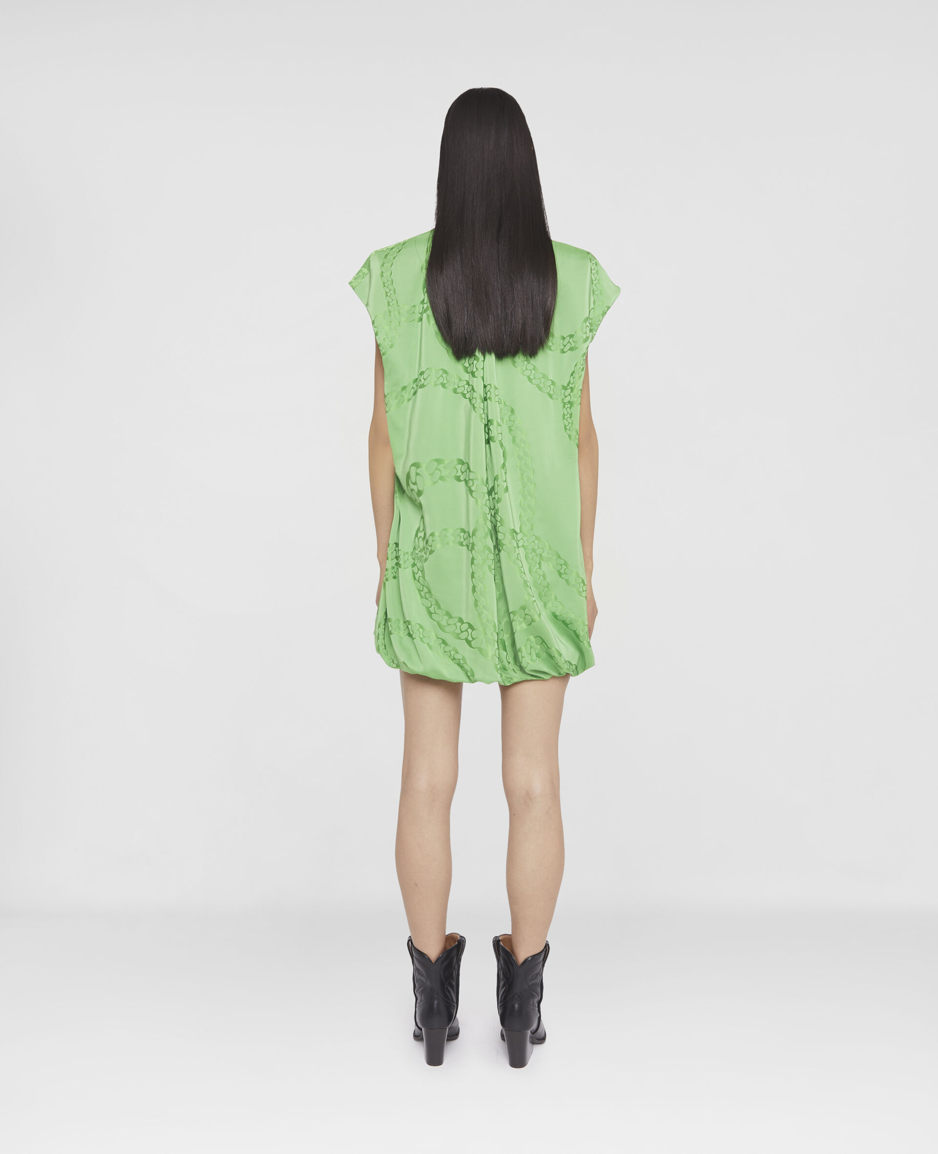 Mini robe en jacquard de soie imprime Falabella-Vert-large image number 2