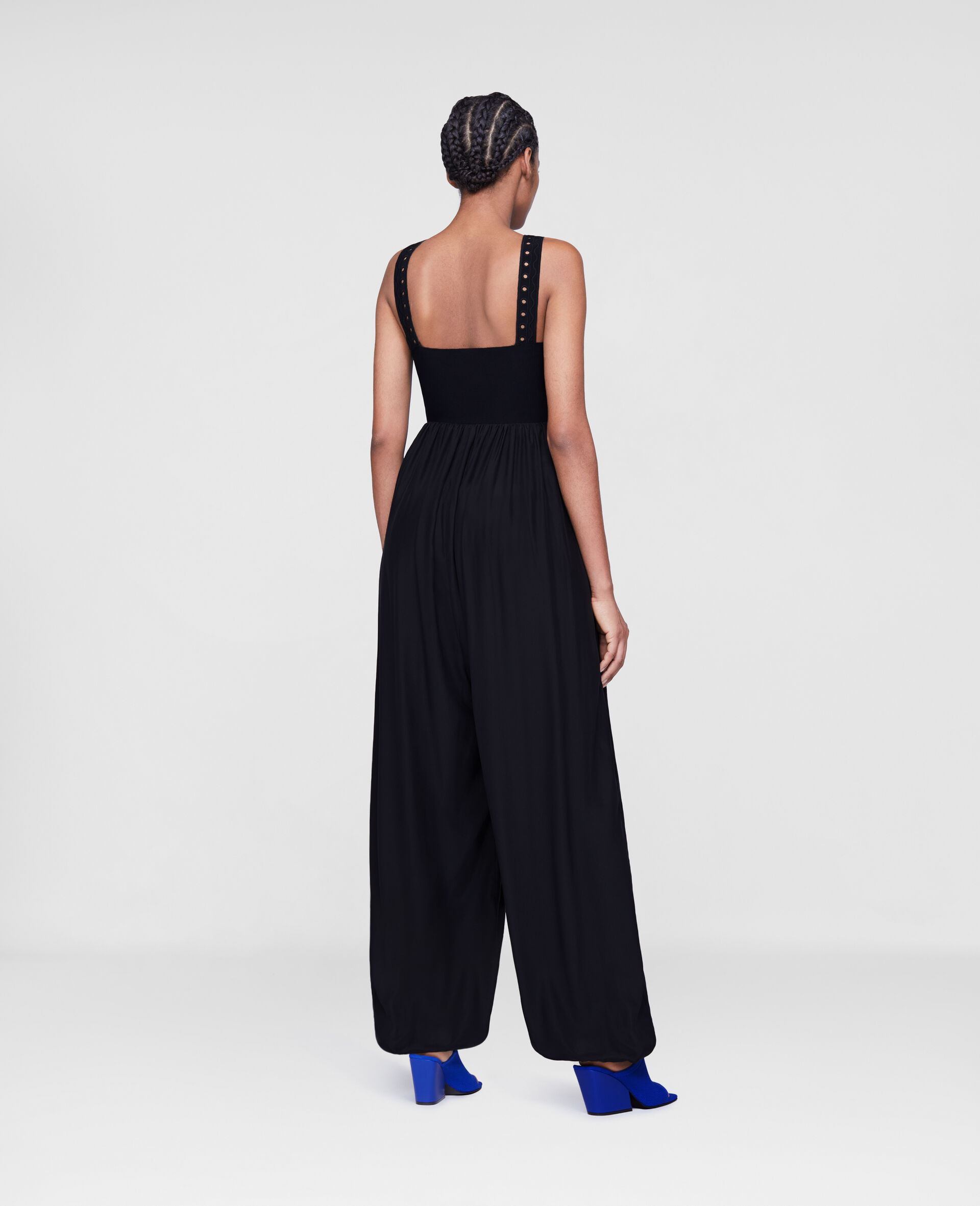 Silk Jumpsuit-Black-large image number 2