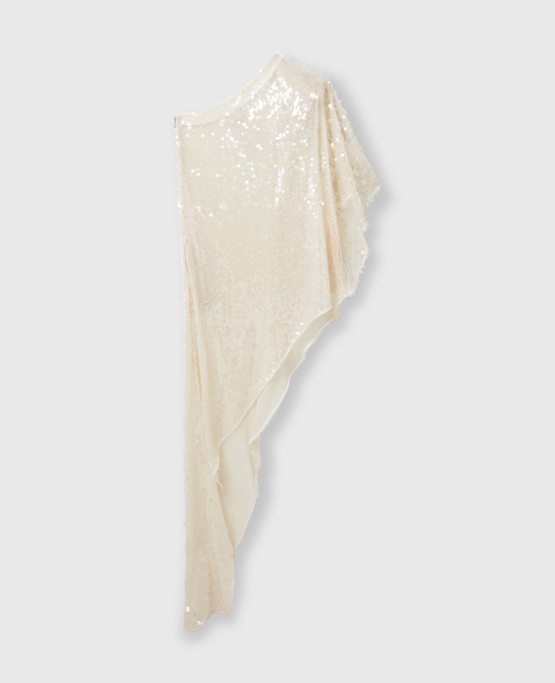 One-Sleeve Sequin Dress-Cream-large image number 0