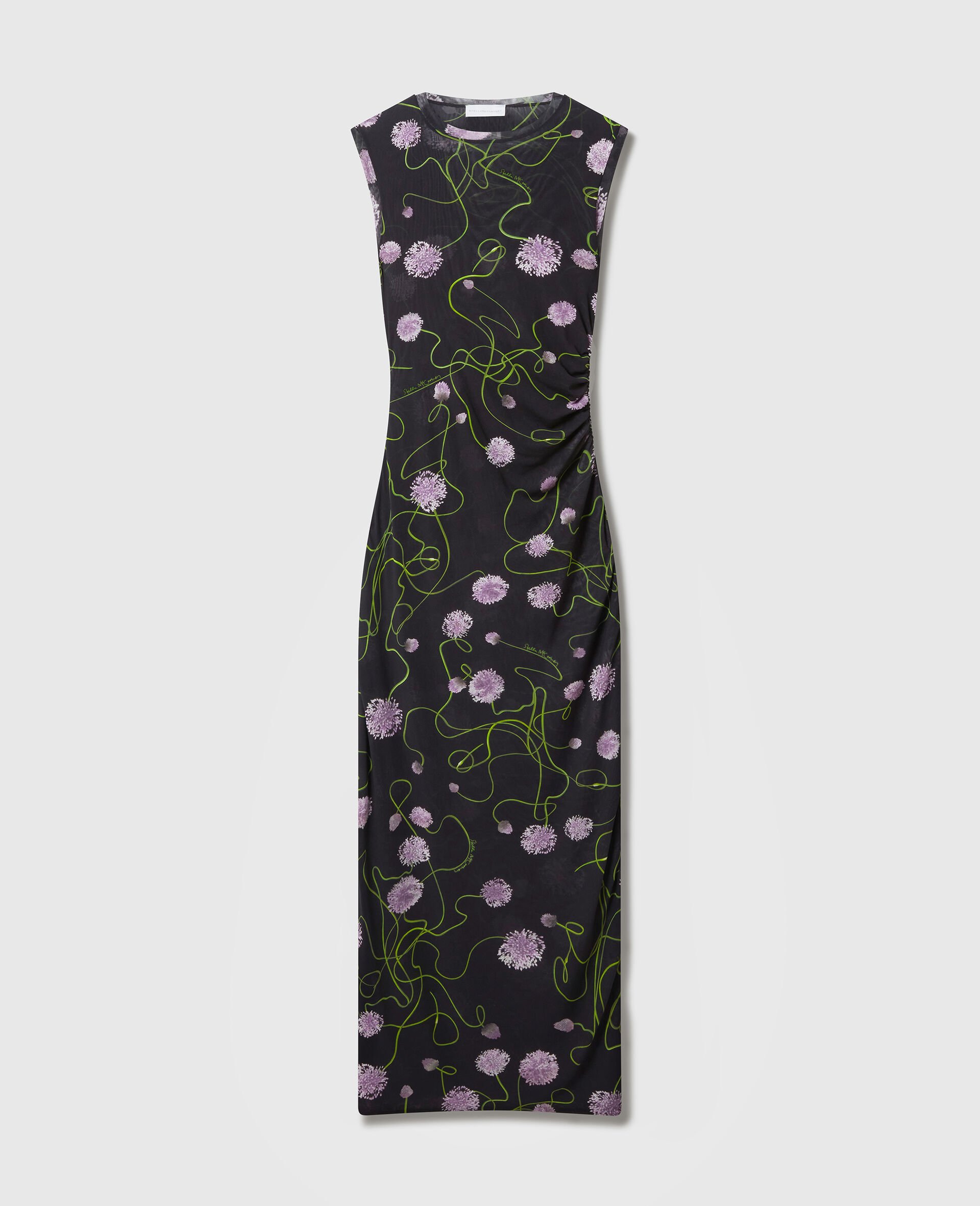 Mesh Twisted Floral Dress-Black-medium