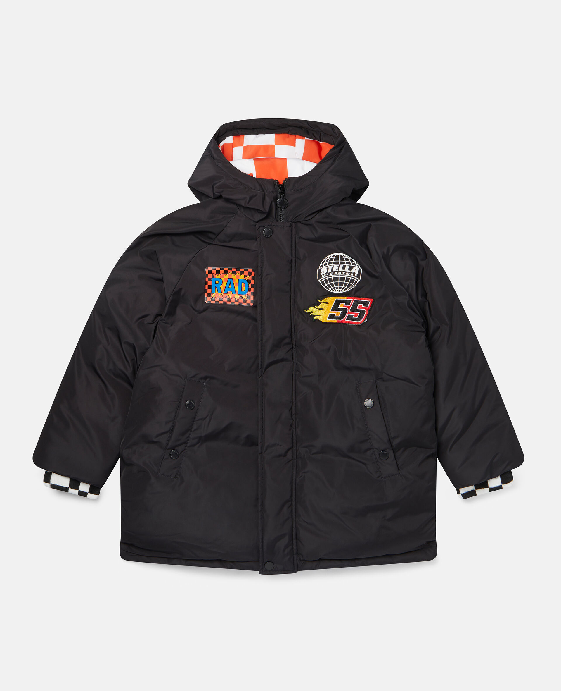 Check Patch Puffer Jacket-Black-large image number 0