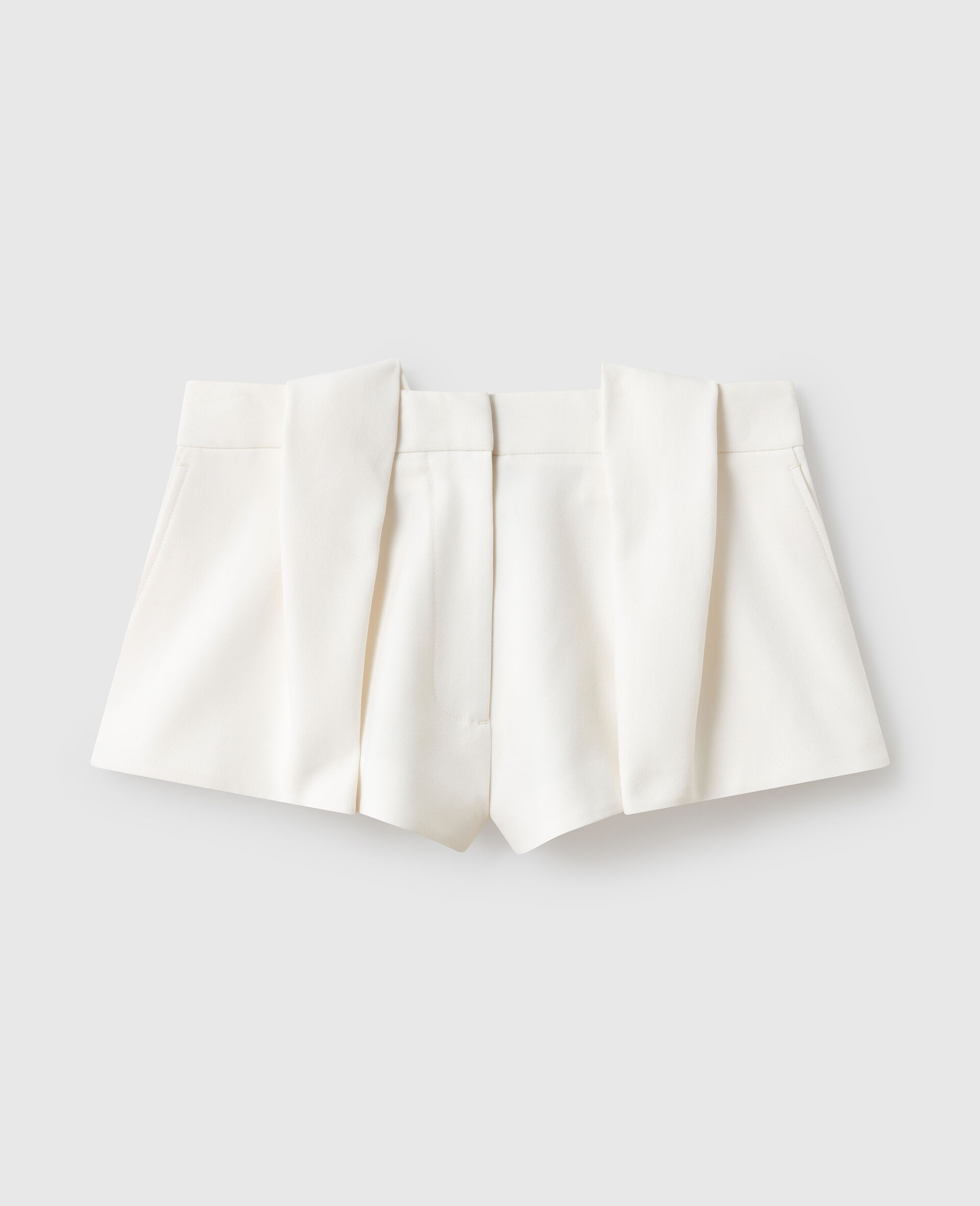 Slouchy Panelled Pleated Shorts-White-medium