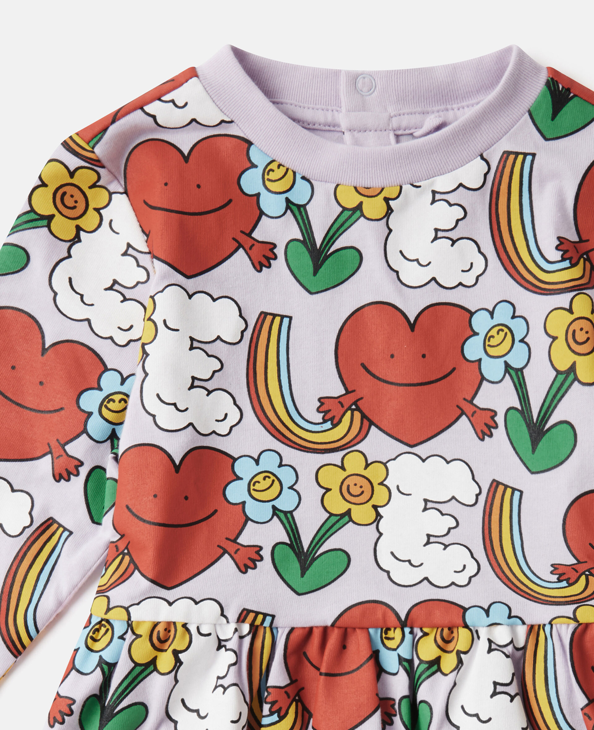 Langärmeliges Kleid mit Earth Friends Print-Purple-medium