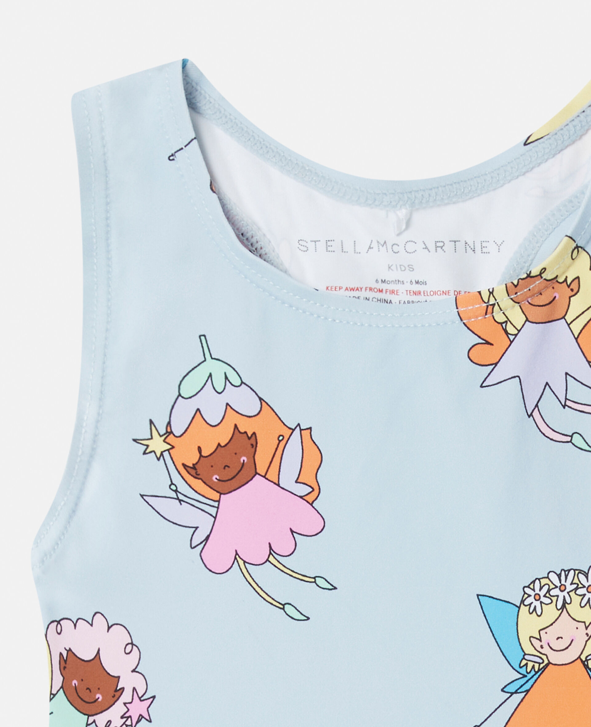 Fairies Print Frilled Swimsuit -Blue-large image number 1