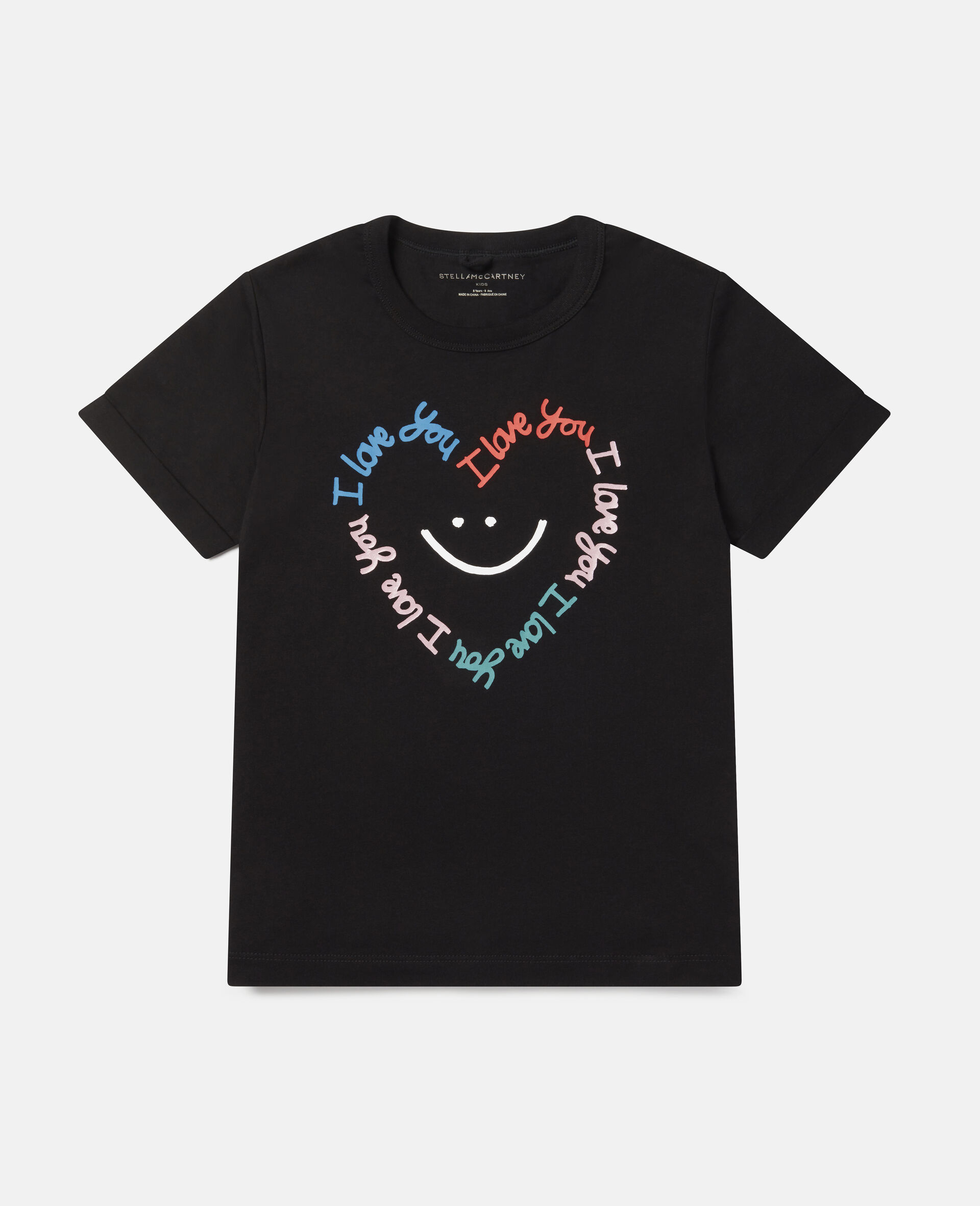 Smile Heart Cotton T-shirt -Black-large image number 0
