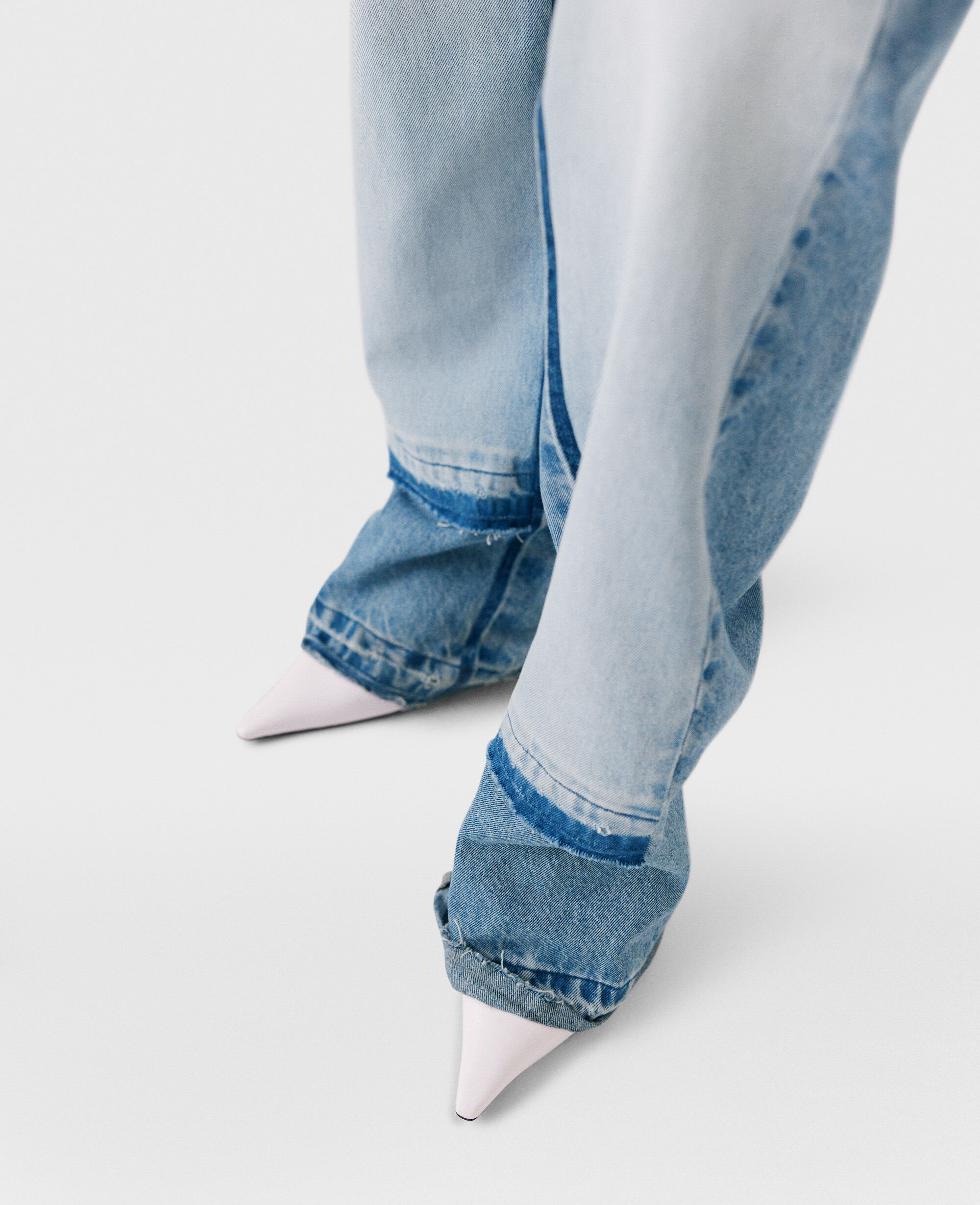 デニム・ジーパン STELLA MCCARTNEY STRAIGHT-LEG JEANS WITH CONTRASTING PANELS Women Blue Contrast Panel Straight-Leg Jeans | Stella