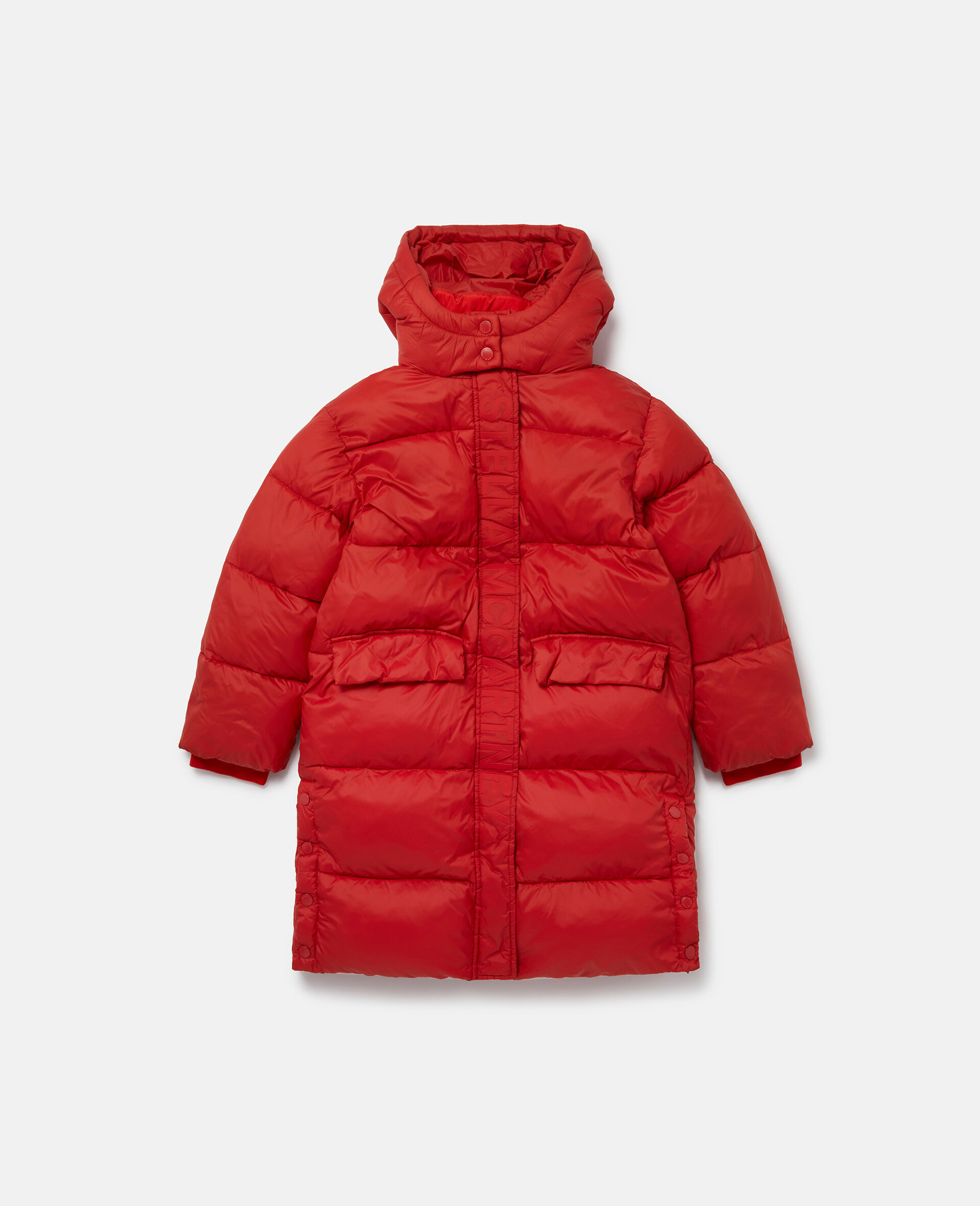 Hooded Longline Puffer Coat-Red-large image number 0
