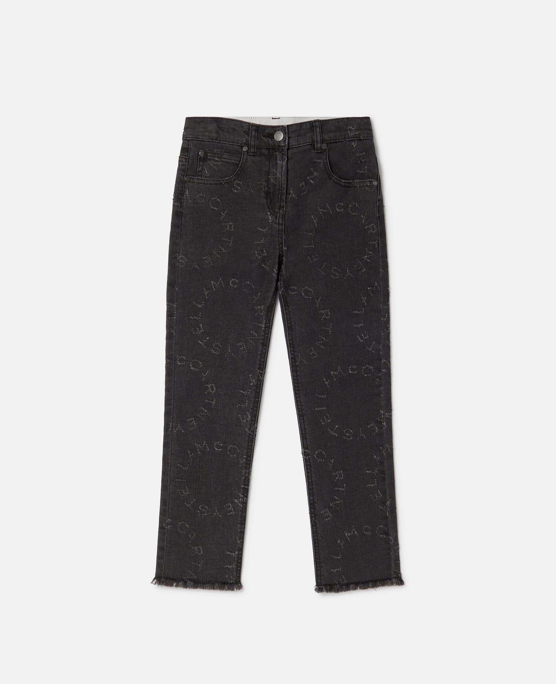 Circular Logo Straight Leg Jeans-Black-large image number 0