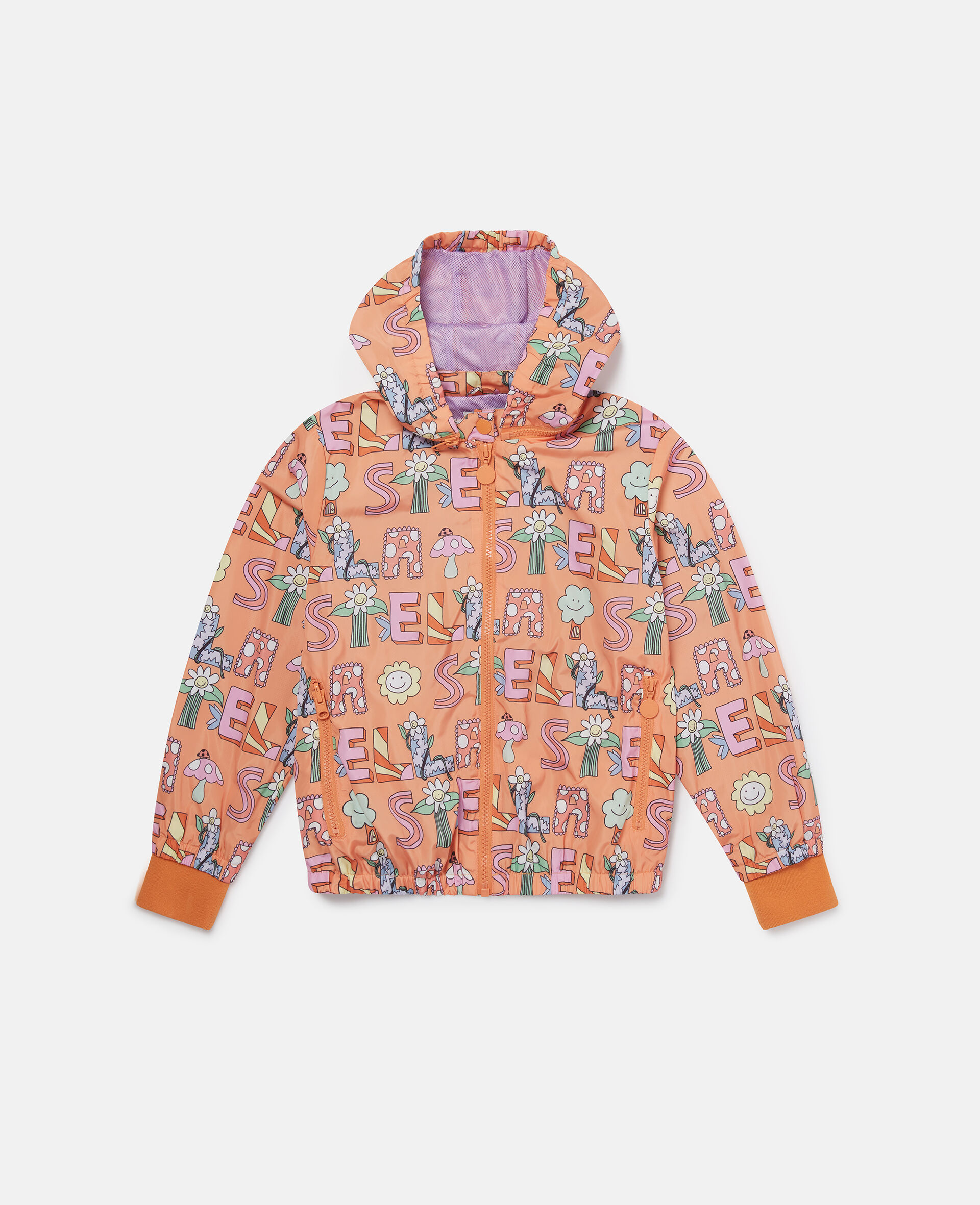 Stella Woodland Lettering Hooded Raincoat-Orange-large image number 0