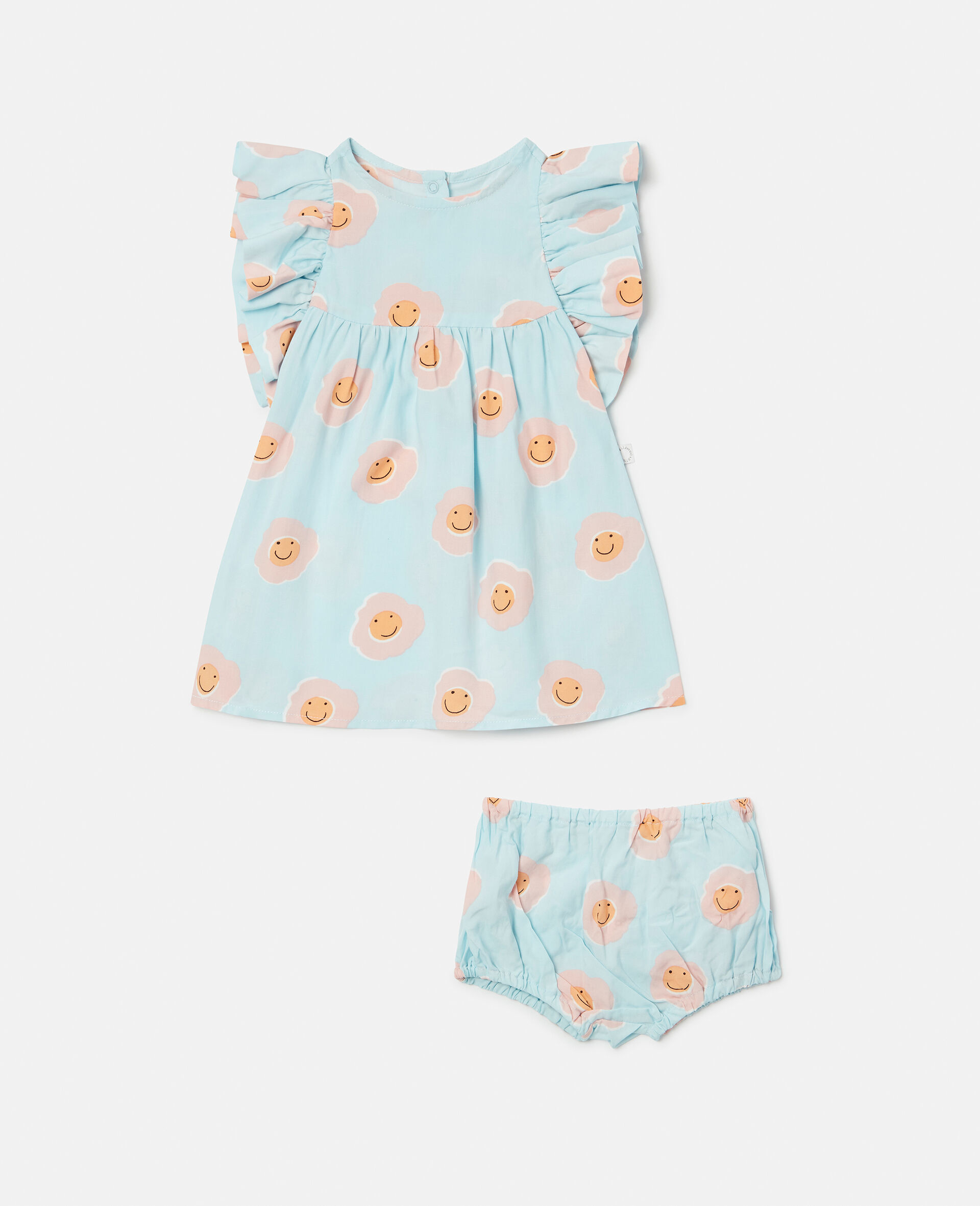 Smiley Flower Print Dress and Bloomers Set-Multicolour-large image number 0