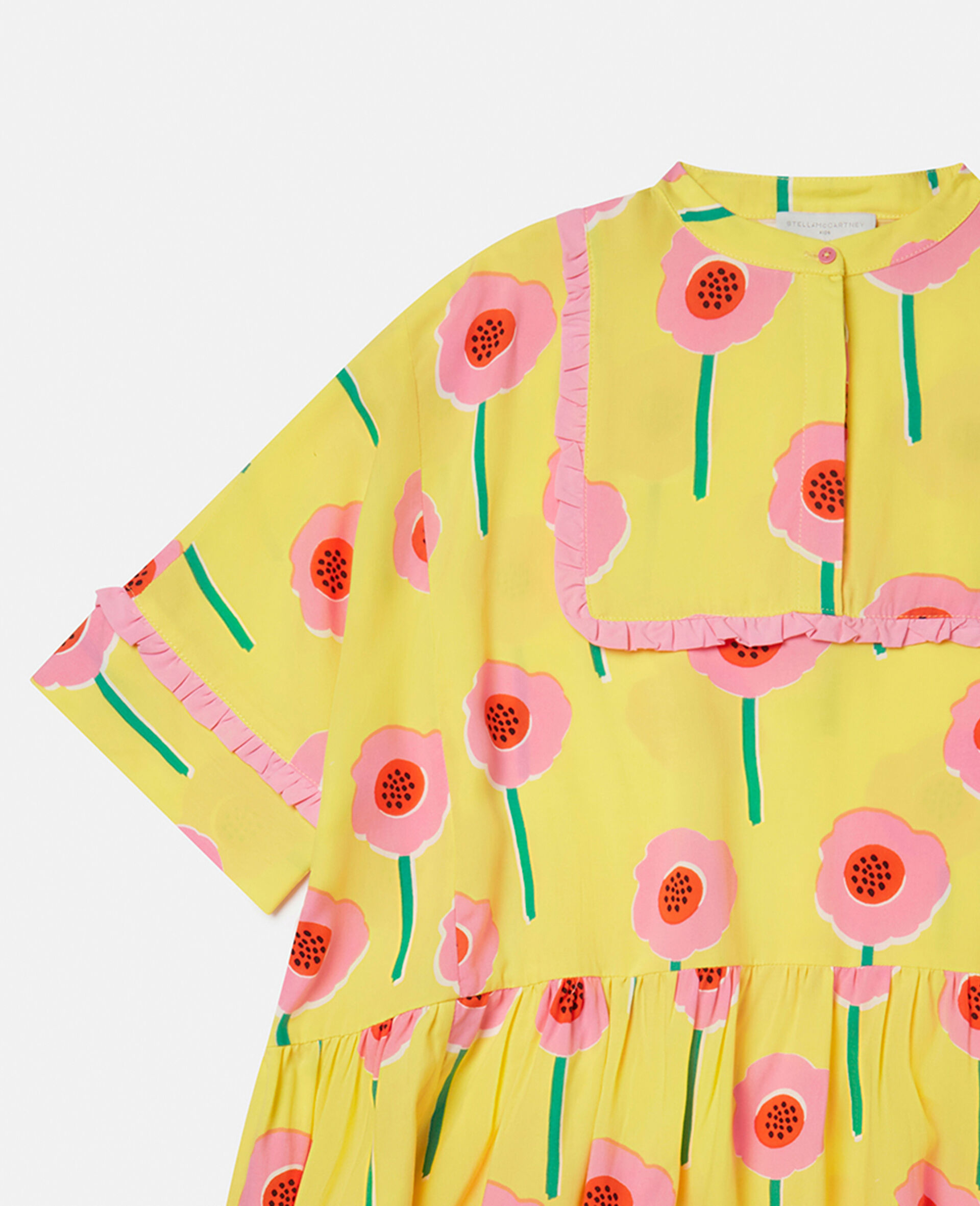 Flower Print Frill Trim Dress-Multicolour-large image number 1