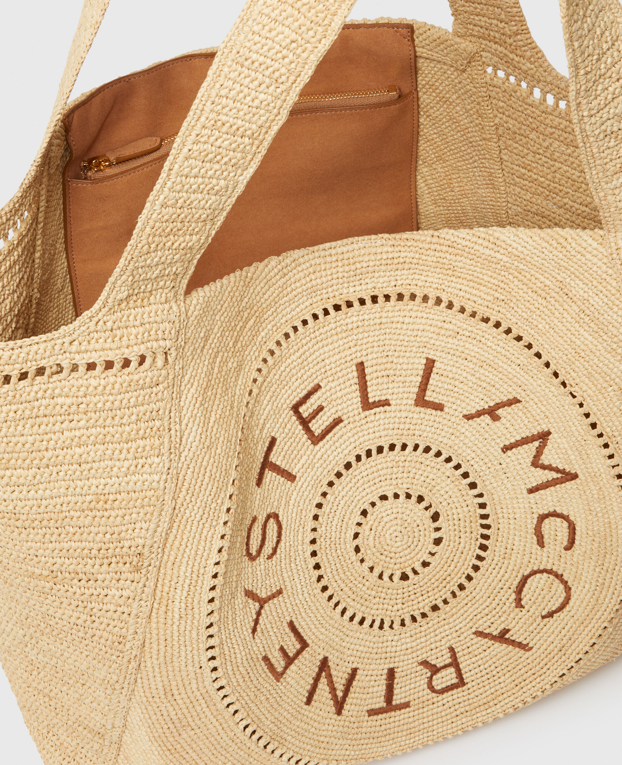 Women Natural Logo Raffia Large Tote Bag | Stella McCartney US Women Natural Logo Raffia Large Tote Bag | Stella McCartney US