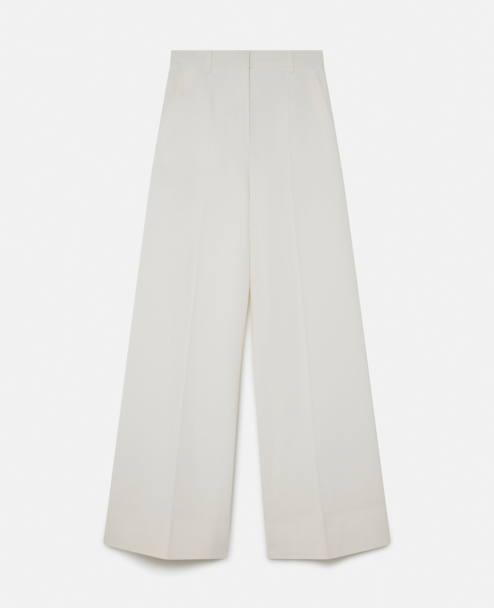 High-Rise Wide-Leg Wool Trousers-White-large image number 0