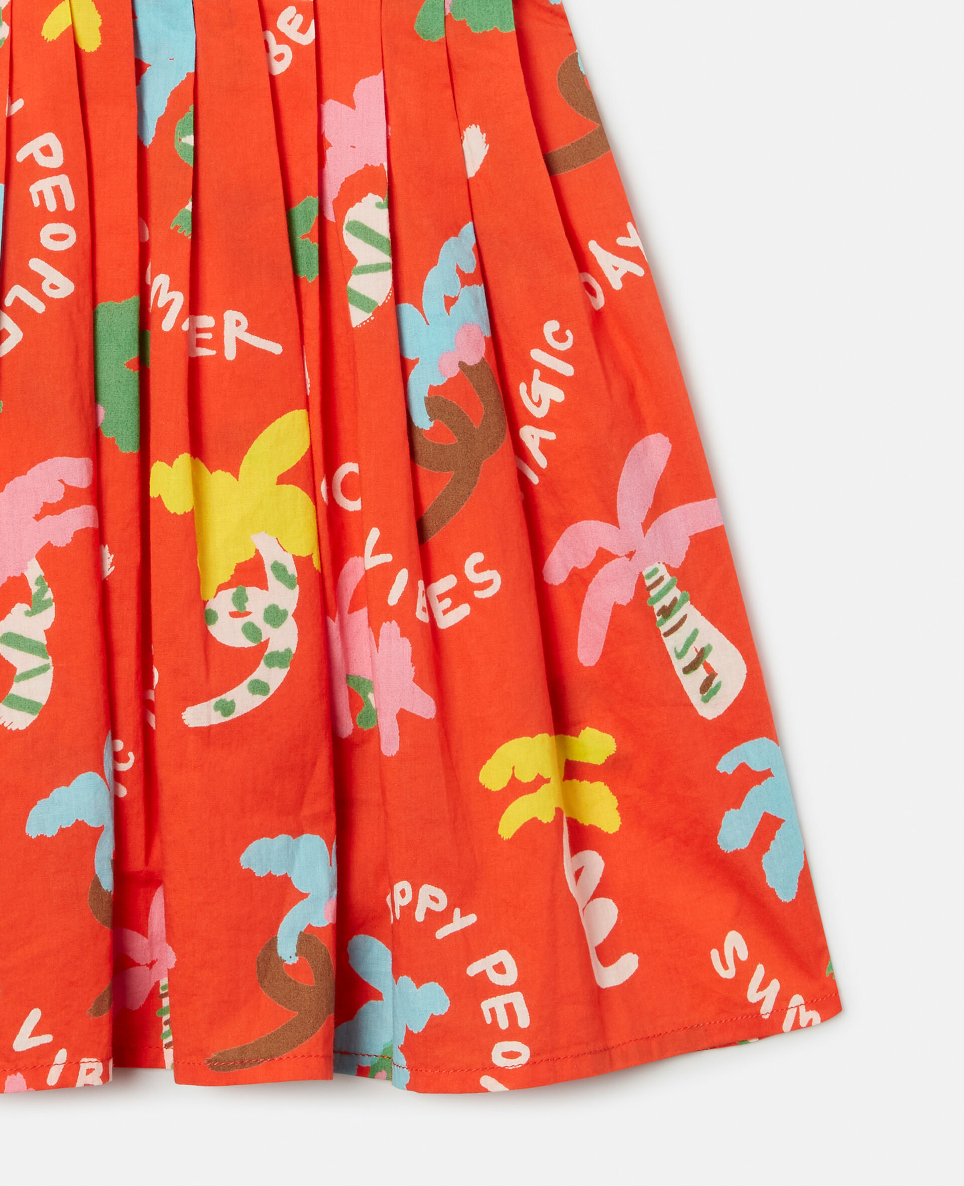 Palm Tree Print Dress and Bloomers Set-Red-large image number 3