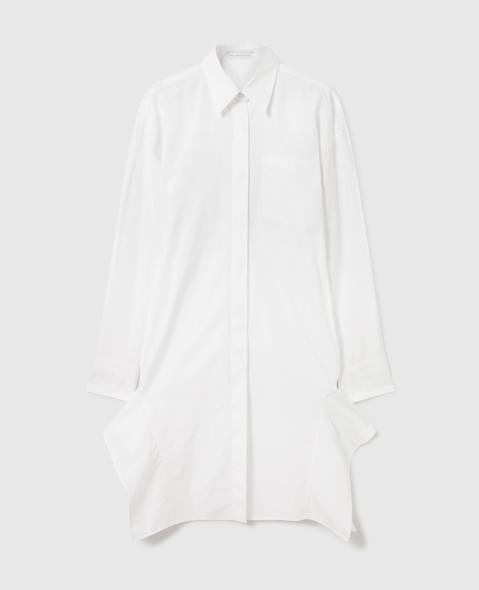Long-Sleeve Shirt Dress-White-medium