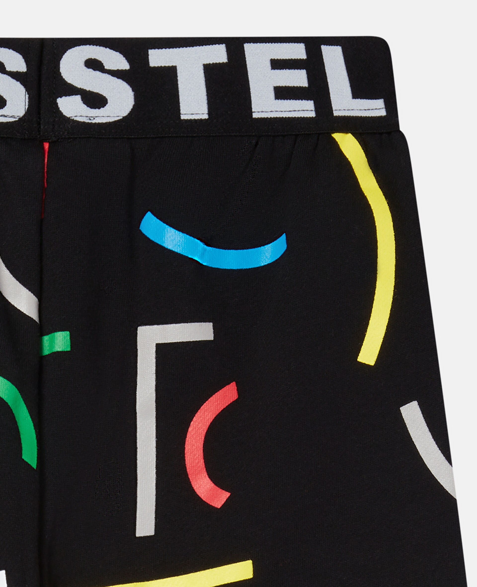 Abstract Line Print Fleece Joggers-Black-large image number 2