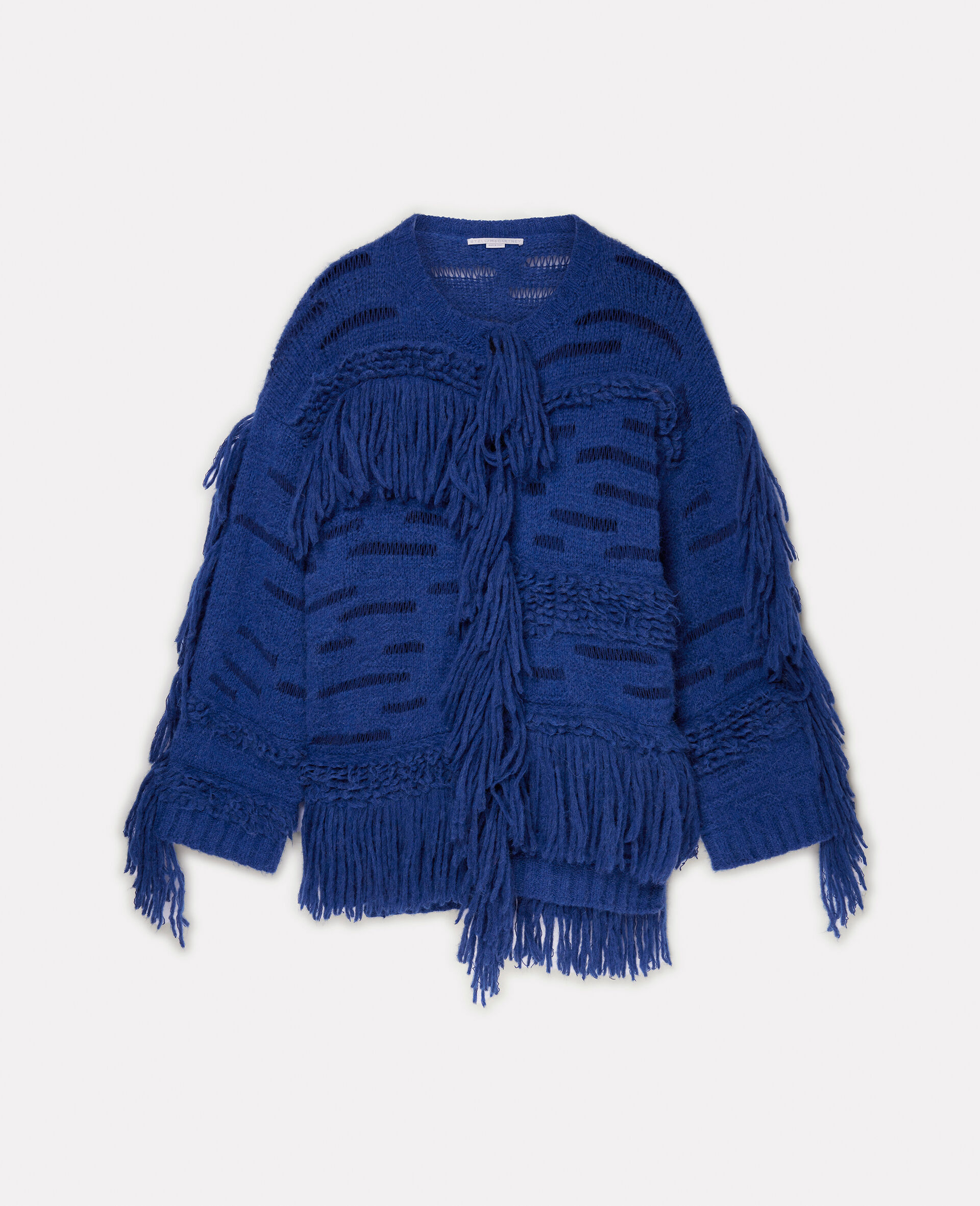 Pull en maille de laine texturee-Bleu-large
