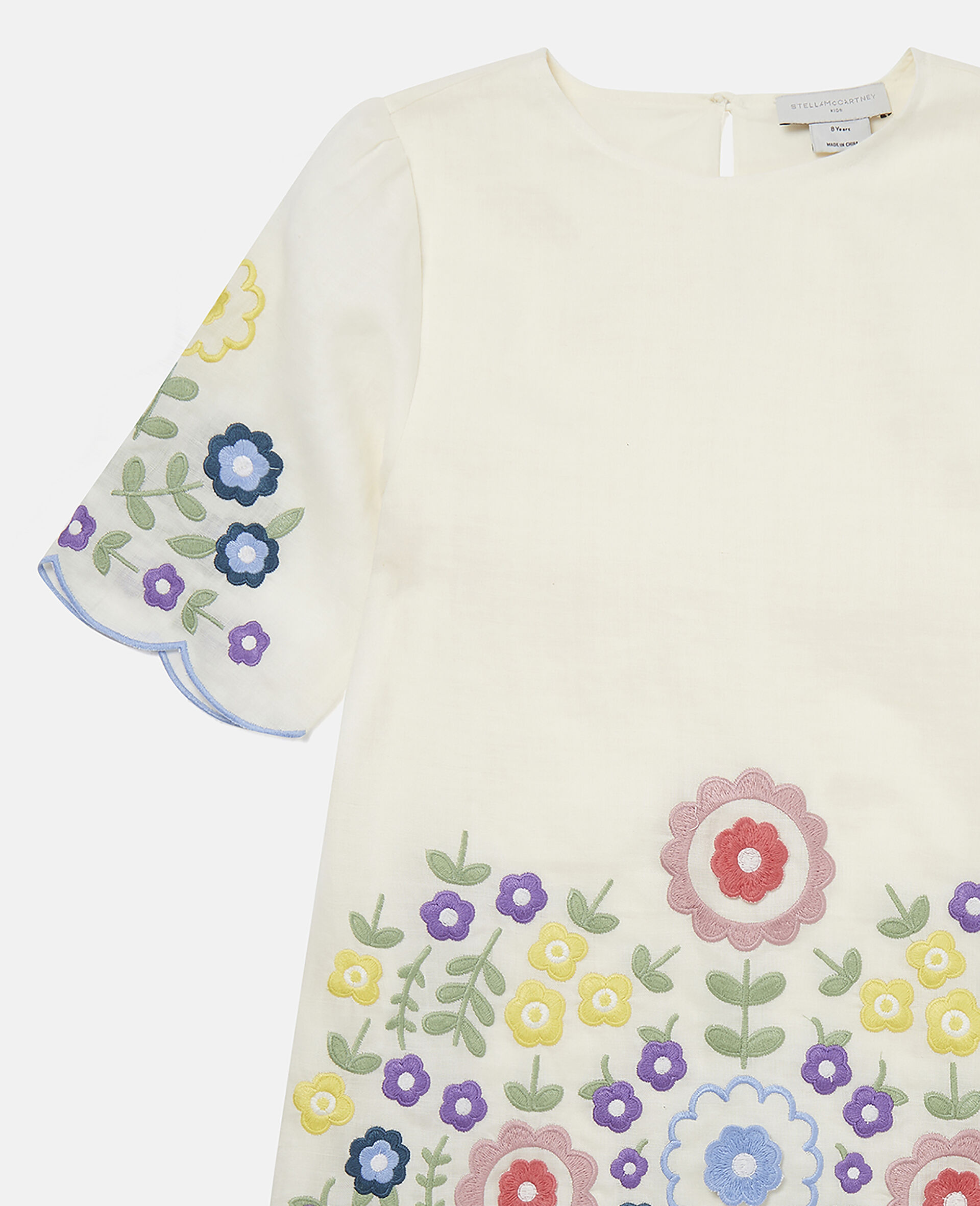 Flower Embroidered Dress-White-large image number 1