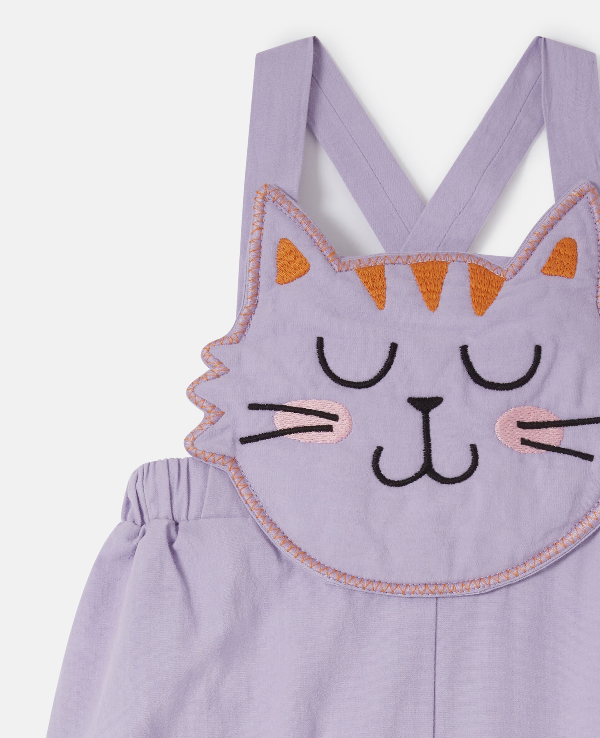 Cat Graphic Dungarees-Purple-large Cat Graphic Dungarees-Purple-large image number 1